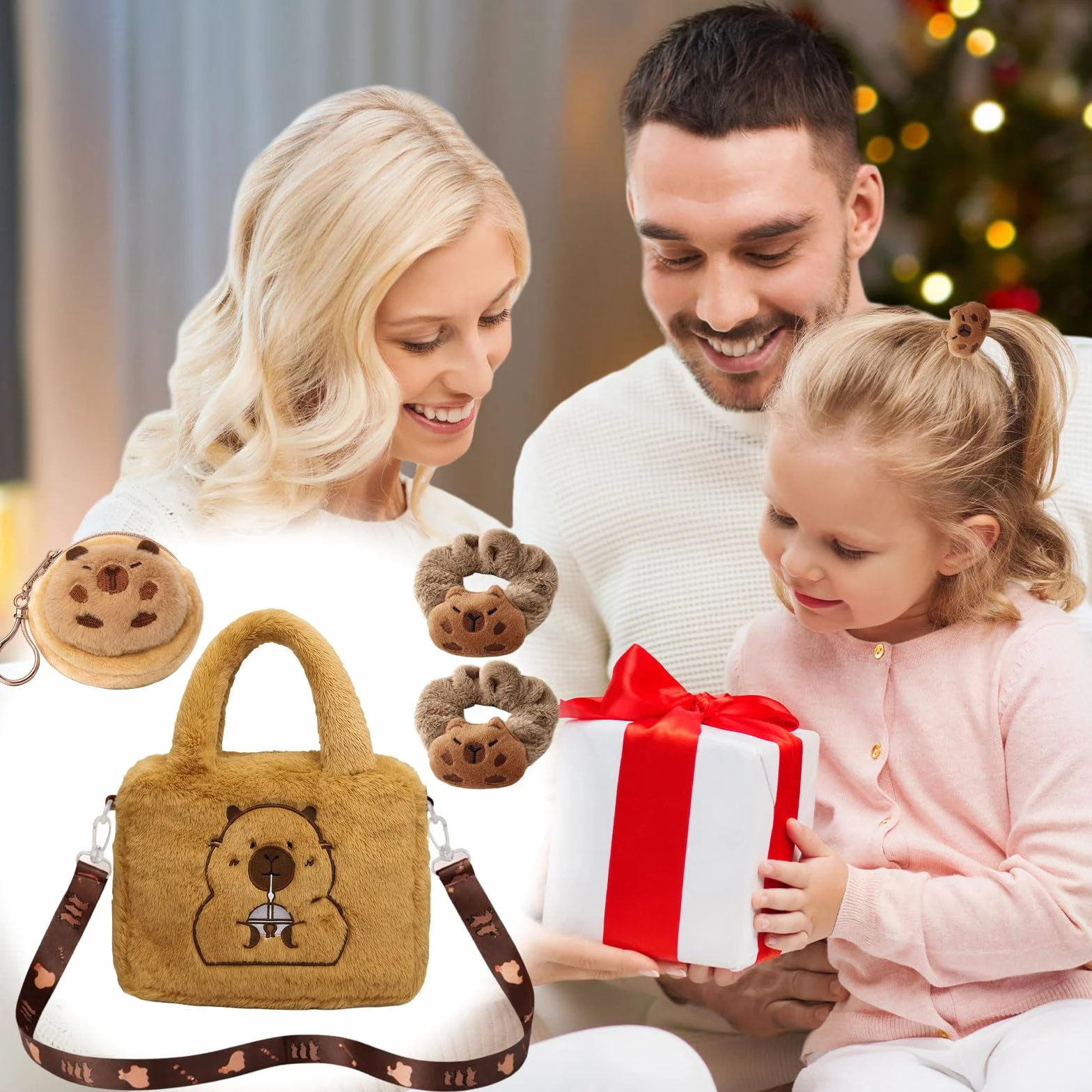 GWAWG Kapibara Plush Girls Handbag, Girls Plush Crossbody Bag, Kapibara Torby Crossbody, Kapibara Prezenty Dziewczyny Torba dla Dziewczyny Akcesoria Biżuteria Urodziny Boże Narodzenie