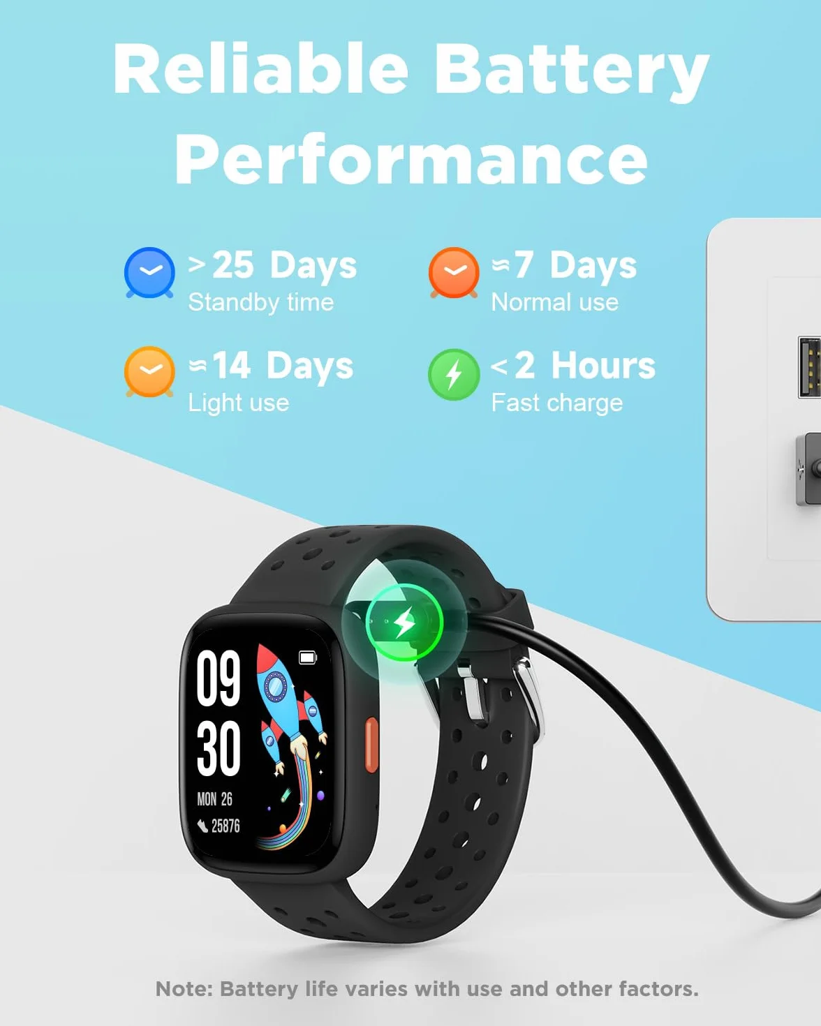 BIGGERFIVE Smartwatch dla dzieci, 1,8" zegarek fitness z krokomierzem, 24/7 pomiar tętna, monitorowanie snu, alarm wibracyjny, klasa wodoszczelności IP68, gry logiczne z/bez aplikacji, dla dziewczynek