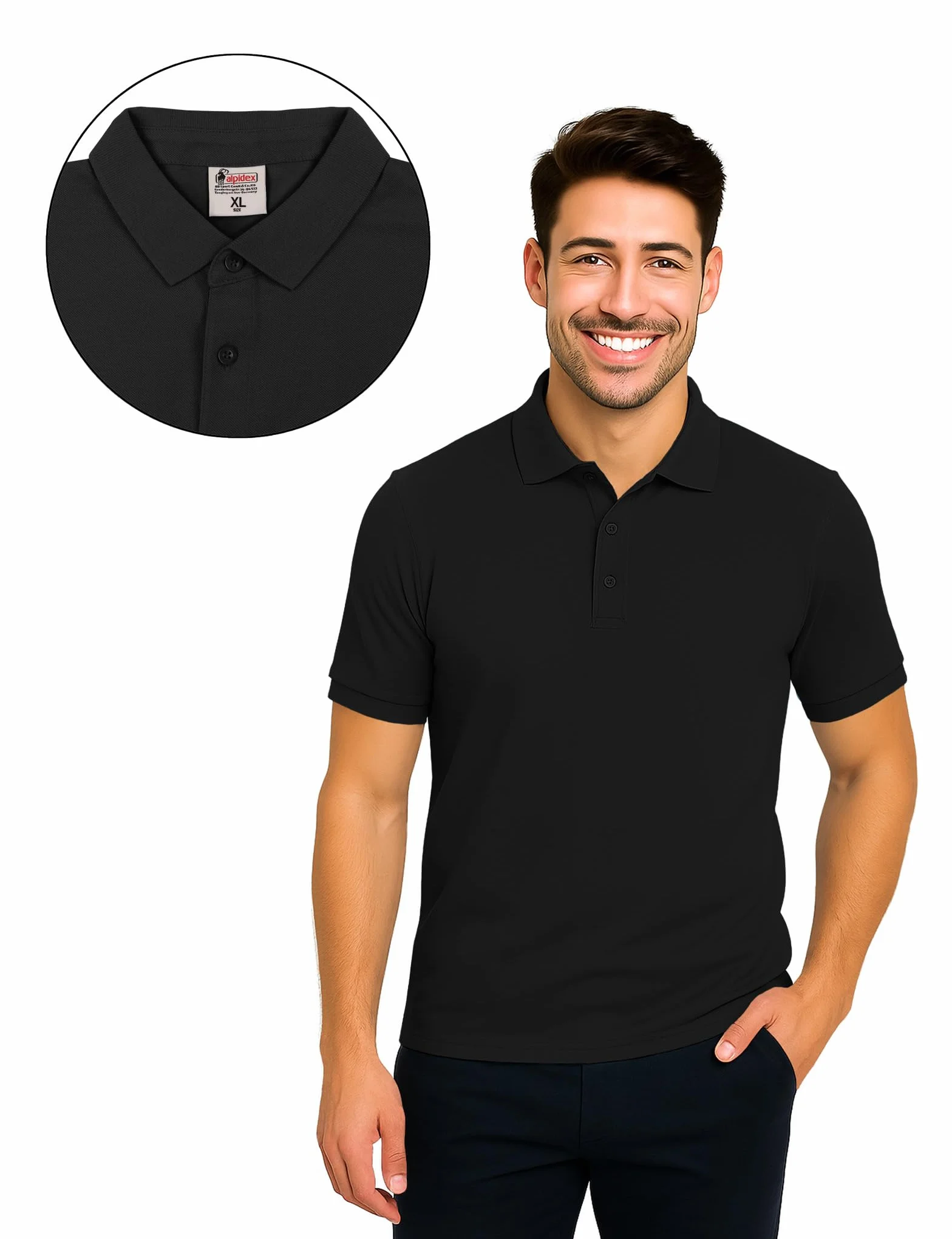 ALPIDEX Polo Męskie 3-Pak Koszulki z Krótkim Rękawem 100% Bawełna Klasyczny Krój Jednokolorowe S M L XL XXL 3XL 4XL 5XL