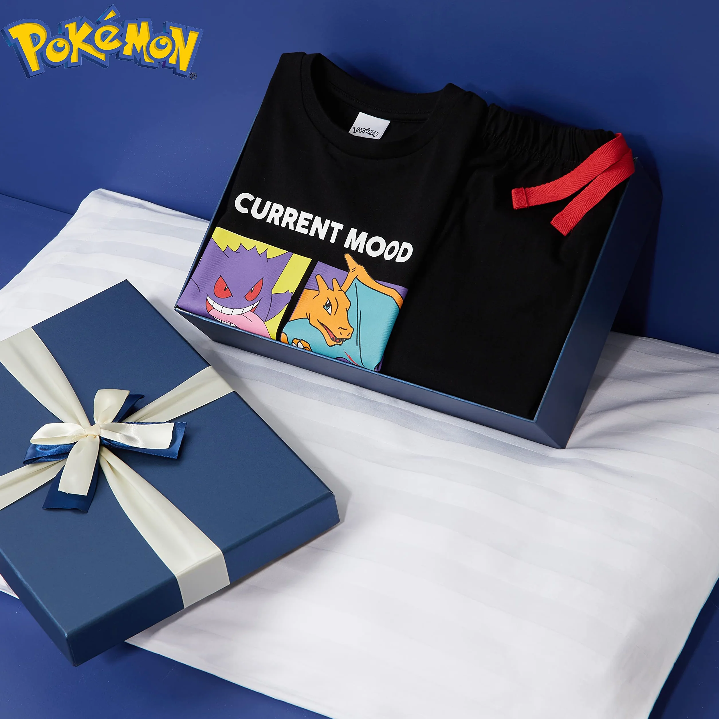 Pokemon Piżama Dziecko Lato - Piżama Chłopiec i Nastolatki - Piżama 2 szt. Dziecko T-shirt i spodnie Miękkie i oddychające 4-14 lat- Prezenty dla dzieci