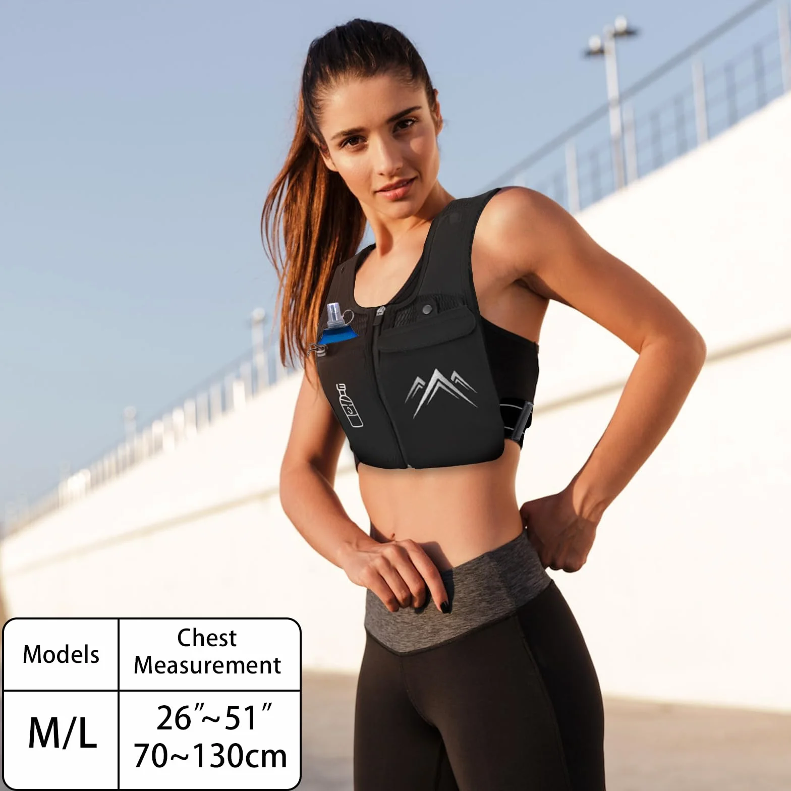 Kamizelka do Biegania Dla Kobiet I Mężczyzn, Kamizelka Biegowa Odblaskowa, z 470 ml Soft Flask, Regulowane Pasy Piersiowe, Ultralekka, Maratonu, Joggingu