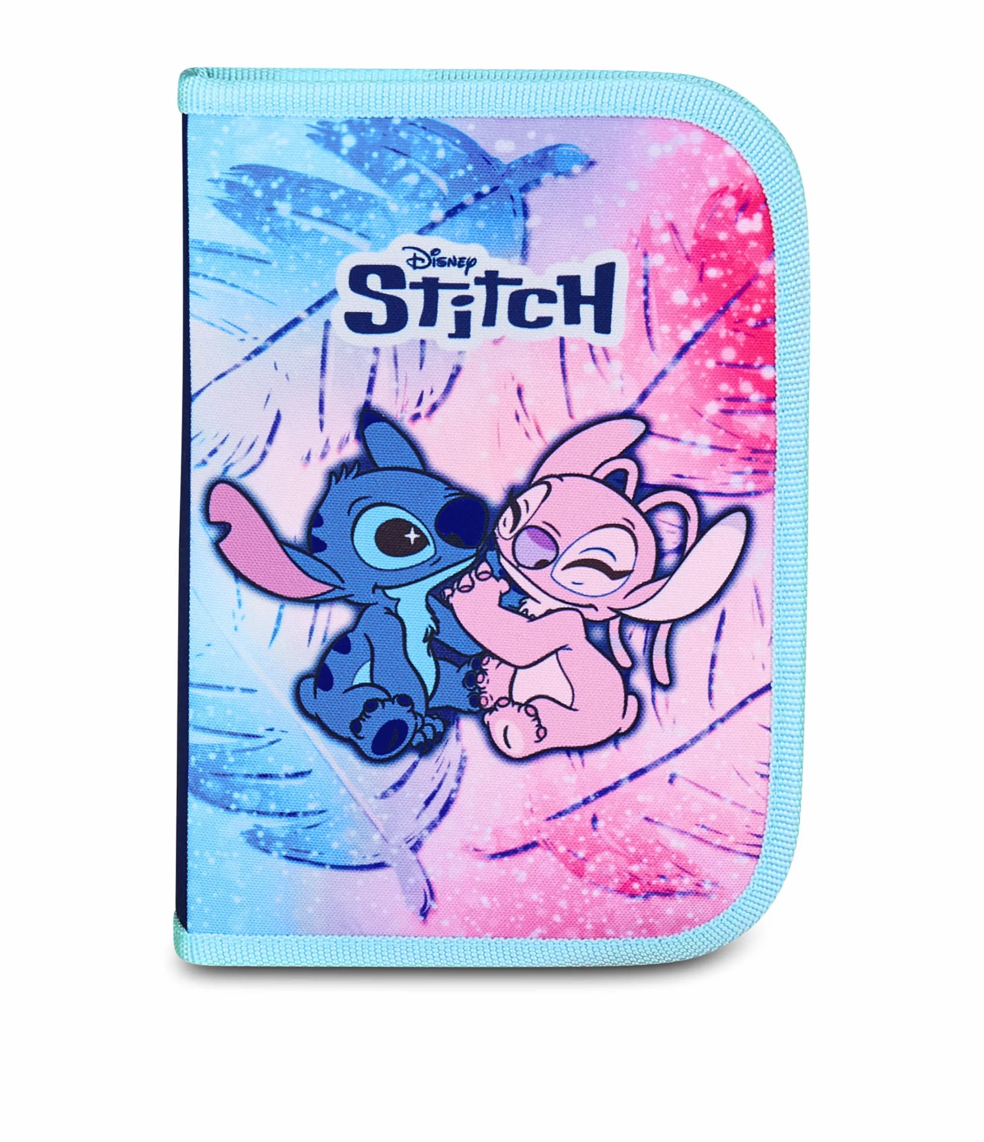 Seven Lilo & Stitch 1 Zip, jasnoniebieski i różowy, jednokomorowy piórnik wraz z kredkami, markerami, akcesoria do plecaka, dziewczynka, Jasnoniebieski i różowy, nowoczesny