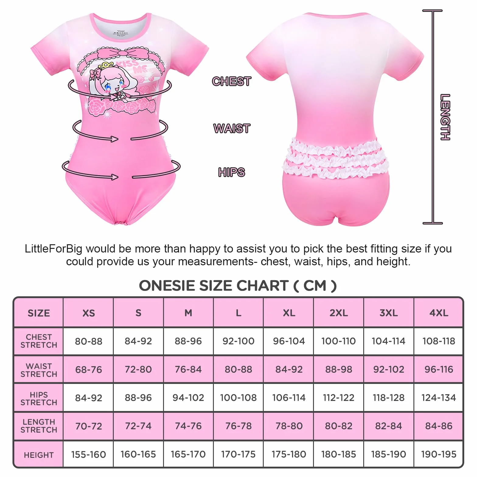 LittleForBig Jedwabisty kombinezon jednoczęściowa piżama body - Little Beauty Ruffle Back Onesie