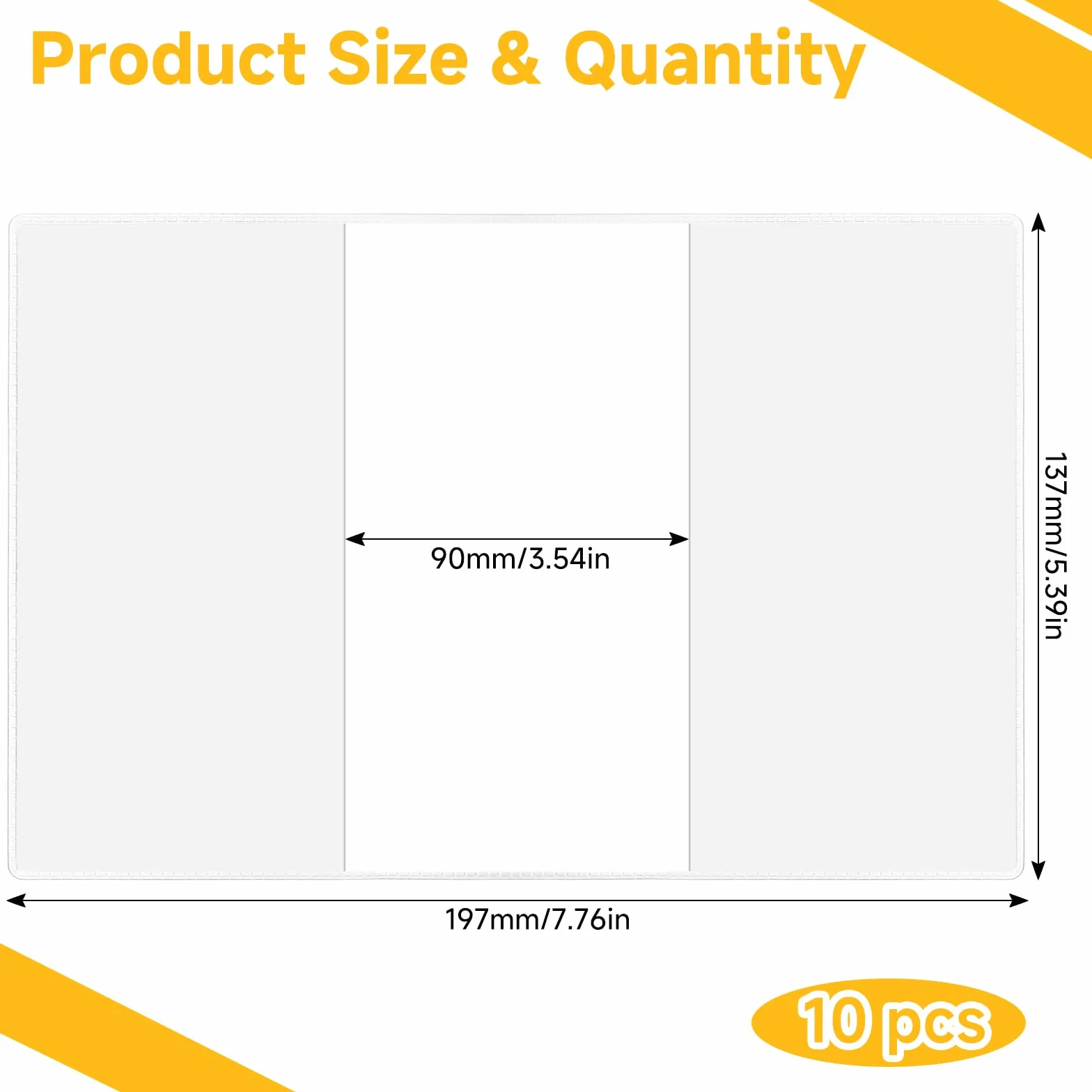 10 sztuk Etui na paszport do szczepień 137 x 197 mm, etui A7 podwójne, etui na kartę szczepień, etui na dowód szkolny, składane wodoodporne etui na karty, kryształowo przezroczysta osłona na paszport