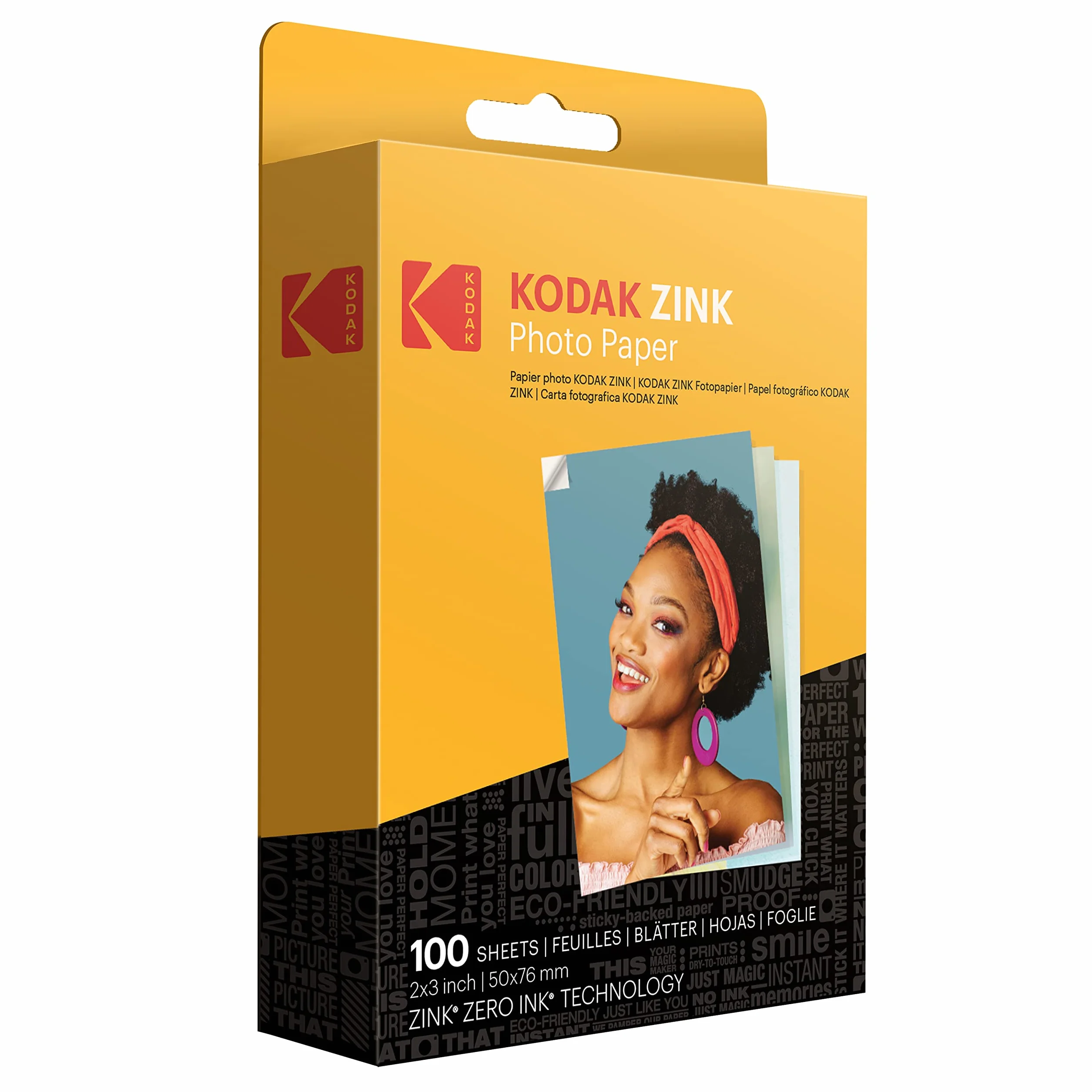 KODAK Papier fotograficzny premium z cynkiem premium 5 x 7,6 cm (100 arkuszy) – kompatybilny z aparatami i drukarkami KODAK (biały)