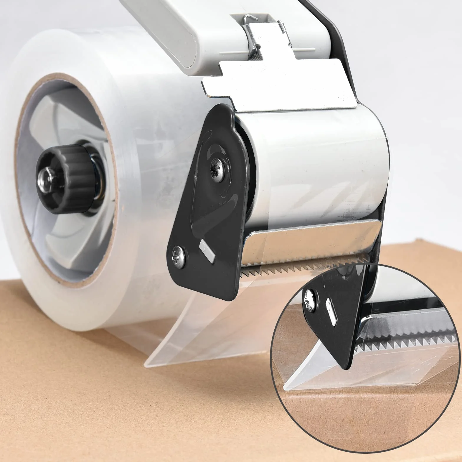Pacific Mailer Pistolet do dozowania taśmy pakowej, dozownik do pistoletu taśmowego 5.1 cm z 5-calową taśmą do pakowania kartonu, lekki przemysłowy boczny dozownik taśmy ładującej - czarny