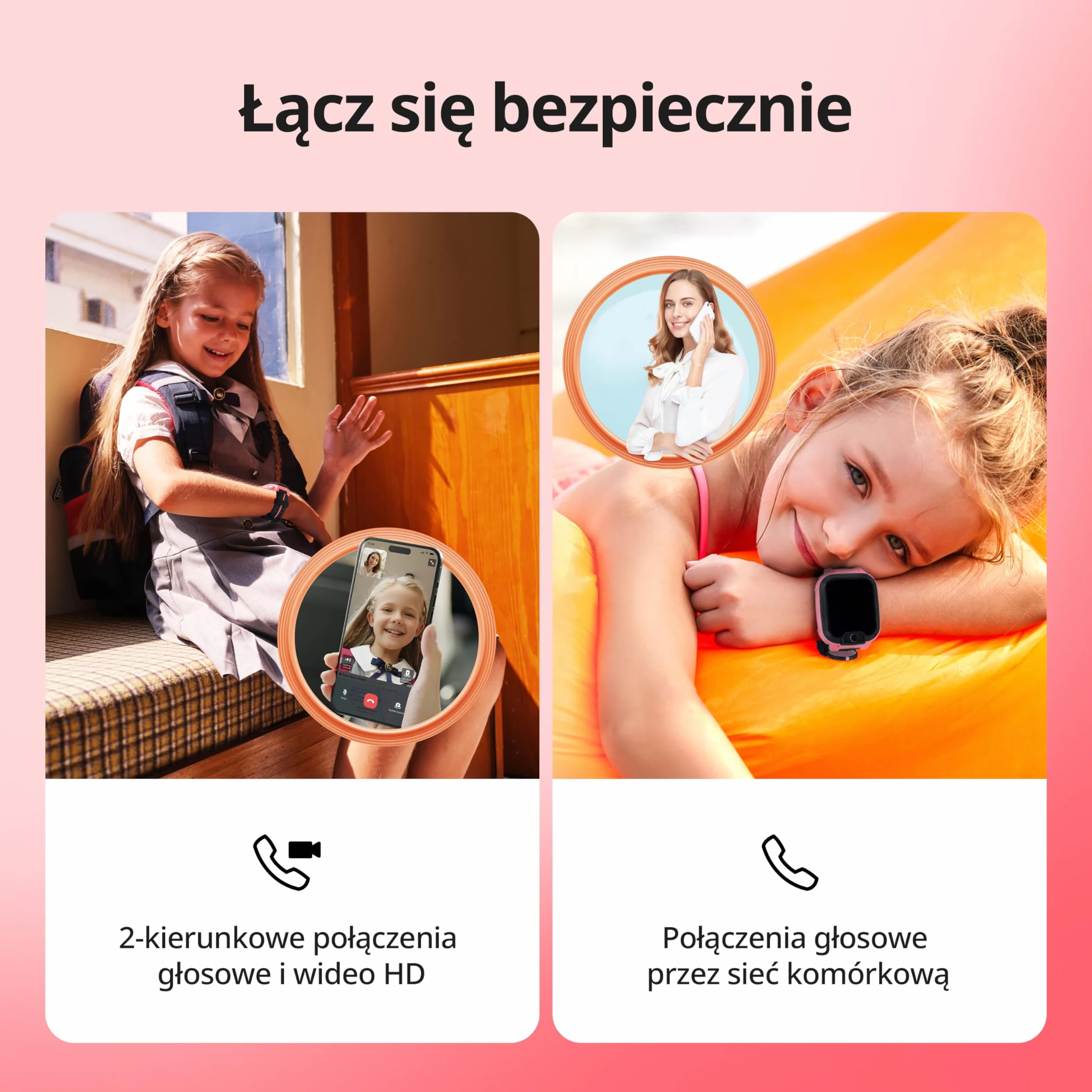 imoo Watch Phone Z1 Kids Smart Watch, Smartwatch dla dzieci 4G z długotrwałym wideo i telefonem, zegarek GPS dla dzieci z lokalizacją w czasie rzeczywistym i wodoodporność IPX8 (różowy)