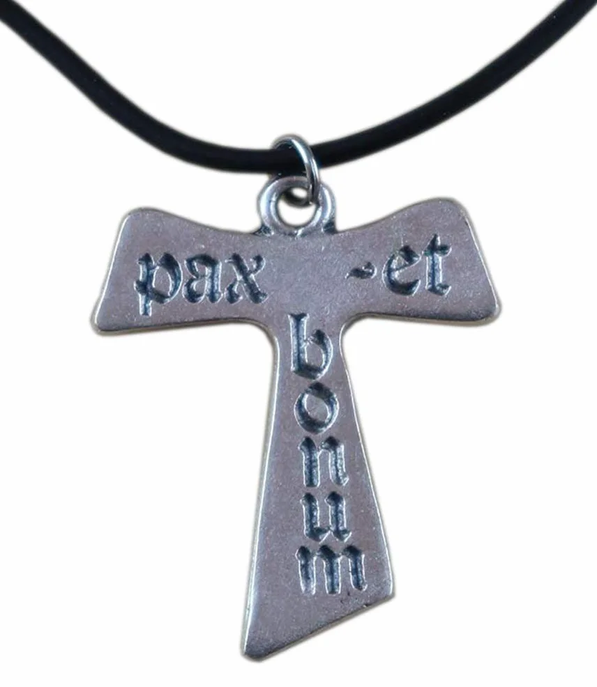 Eurofusioni Tau Cross Pax et Bonum wisiorek, posrebrzany, wysokość 3,7 cm, metal, Metal