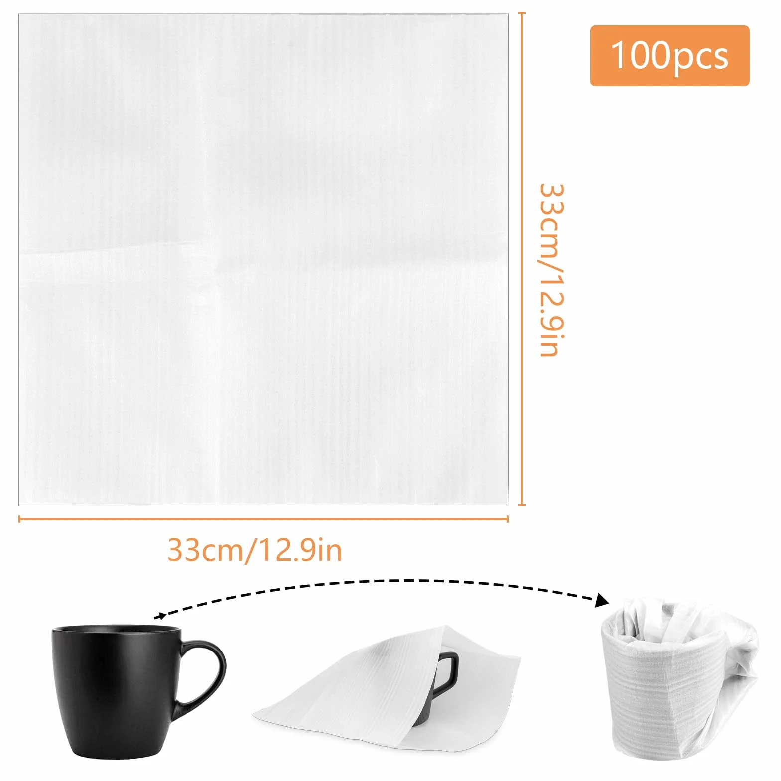 100 sztuk materiału opakowaniowego 33 x 33 cm, folia piankowa, materiał do przeprowadzki, karton do przeprowadzki, kartonu, opakowanie piankowe, worki do szkła, mebli, porcelany, naczyń