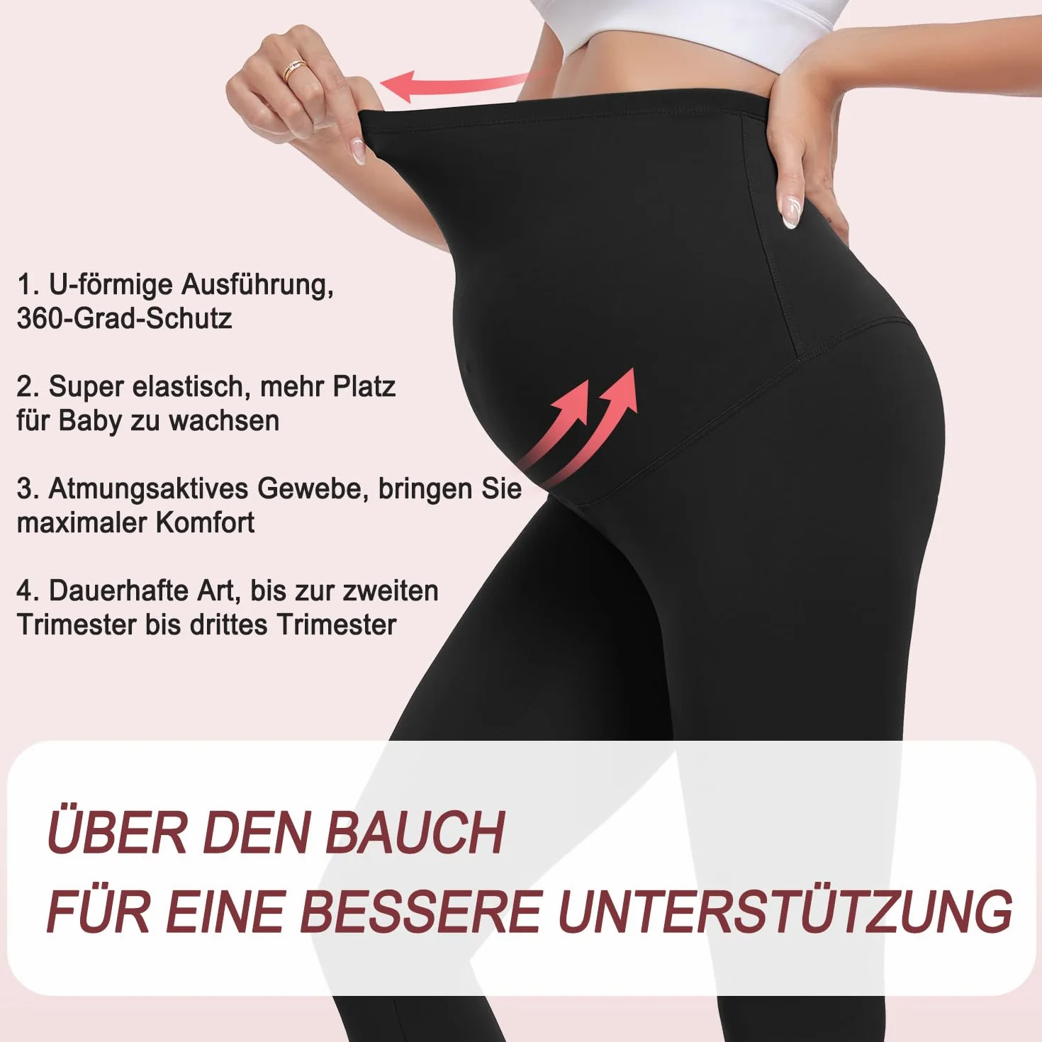 ACTINPUT Legginsy ciążowe damskie, nieprzezroczyste, z wysokim stanem, elastyczne, dla kobiet w ciąży