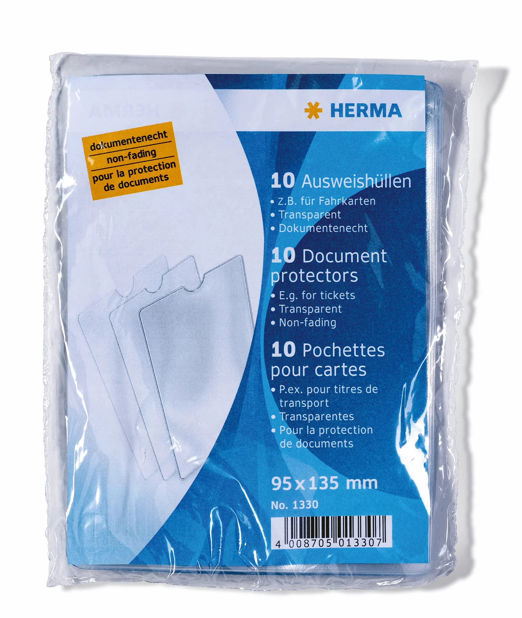 HERMA 1330 etui na kartę szczepień (95 x 135 mm, przezroczyste), odpowiednie jako książeczka szczepień dla dorosłych i dzieci, 10 koszulek na identyfikator