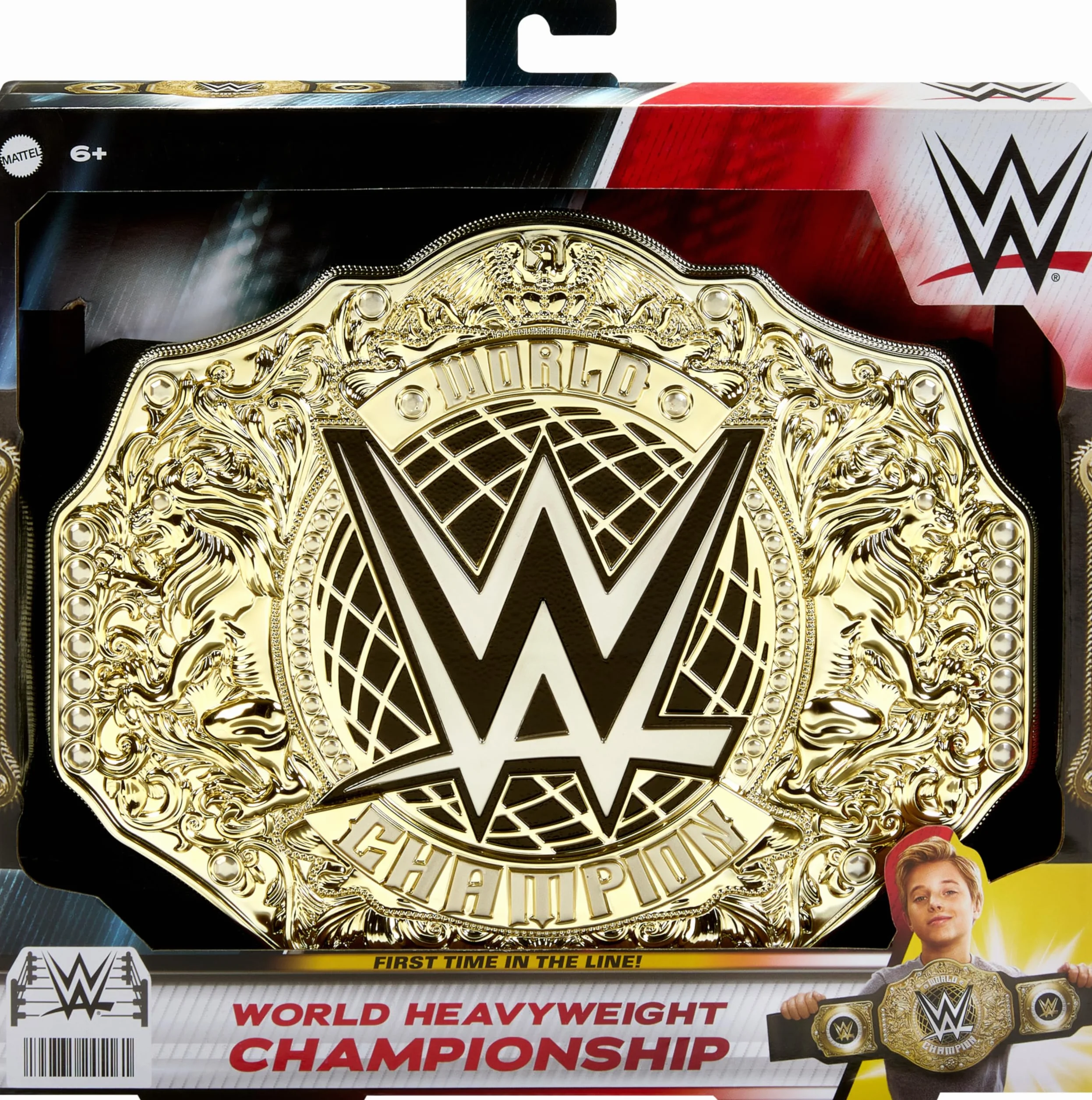 Mattel WWE Heavy Weight Mistrzostwa Świata Pas WWE, imitacja mistrza świata w wadze ciężkiej, imitacja i przebranie, pasek ze skóry PU ponad 90 cm z wyjątkowym dopasowaniem, HYF18