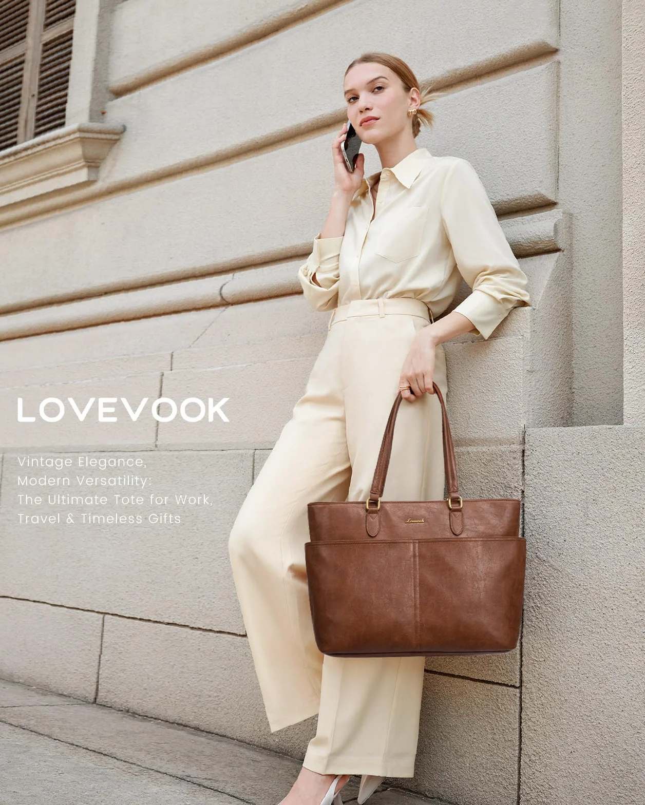 LOVEVOOK Torba na Laptopa dla Kobiet, Elegancka Duża Torebka Damska, Torba Robocza Biznesowa i Nauczycielska, na Uczelnię, do Biura, Zakupy i na Co Dzień