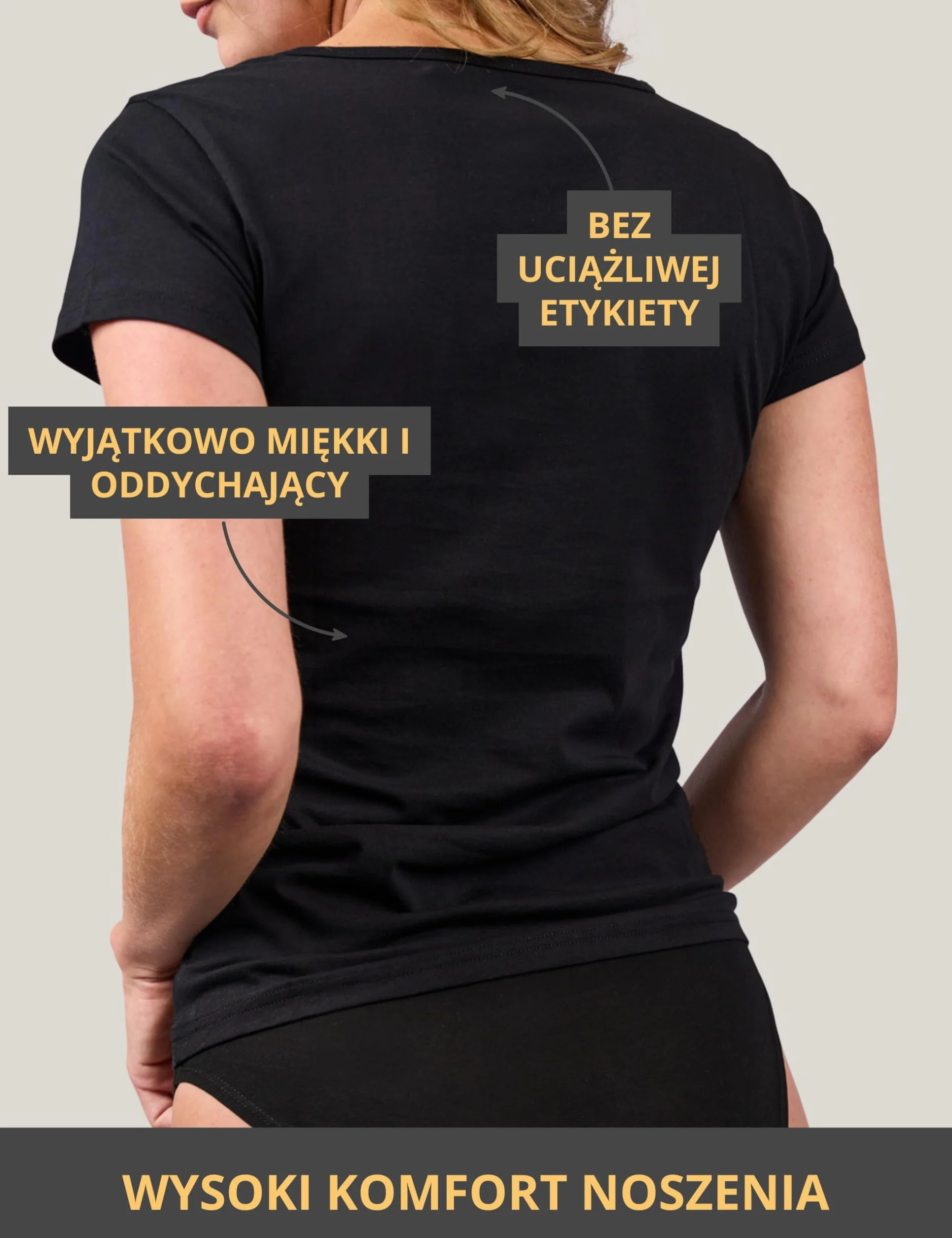 Basic Treasure Koszulka damska, zestaw 3 sztuk, czarna, krótki rękaw, 100% bawełny