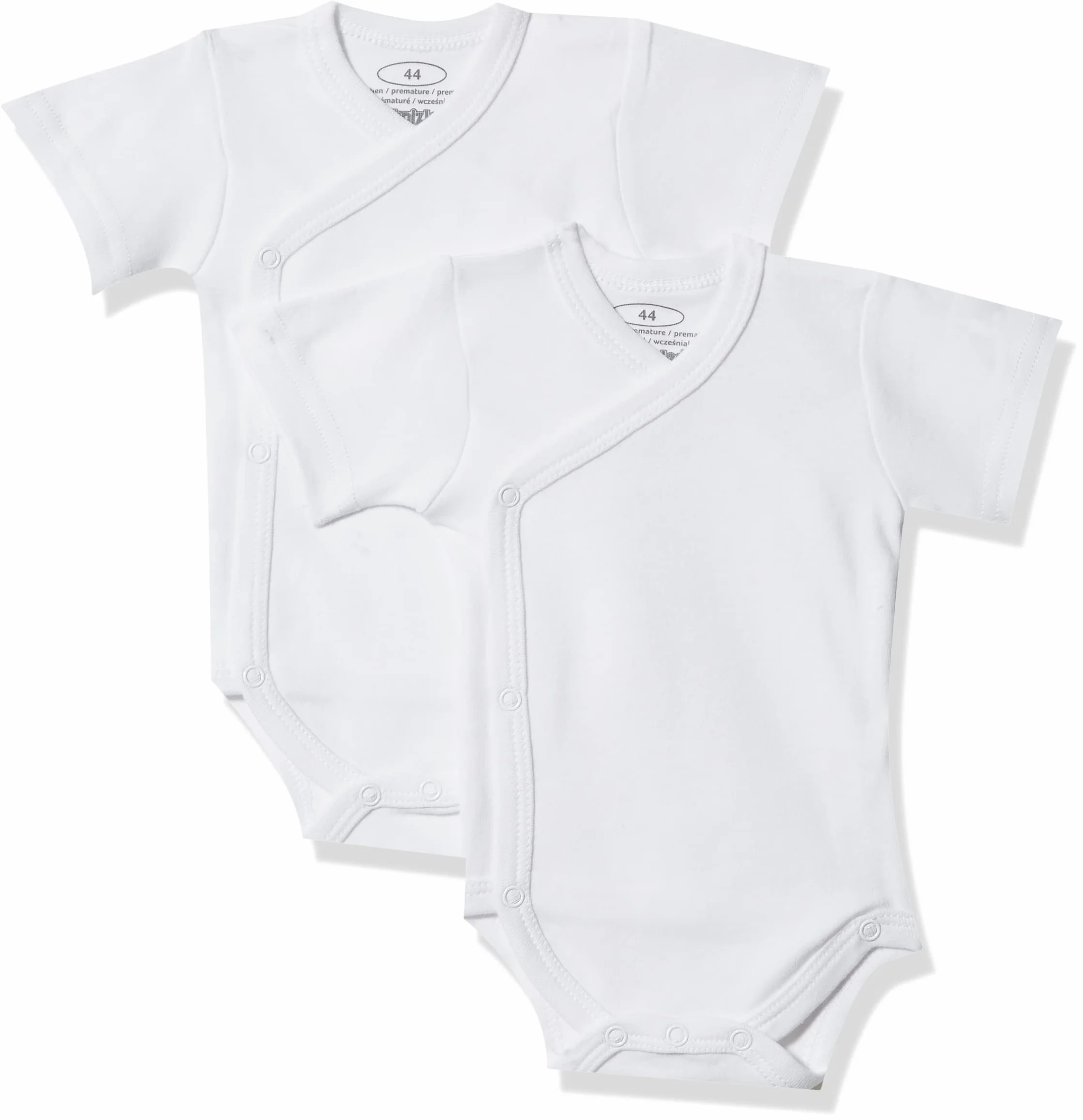 Playshoes Schnizler Unisex Kid's 809501 Wrap Bodysuit 1/4 Sleeve Pack of 2, 1-White, 56