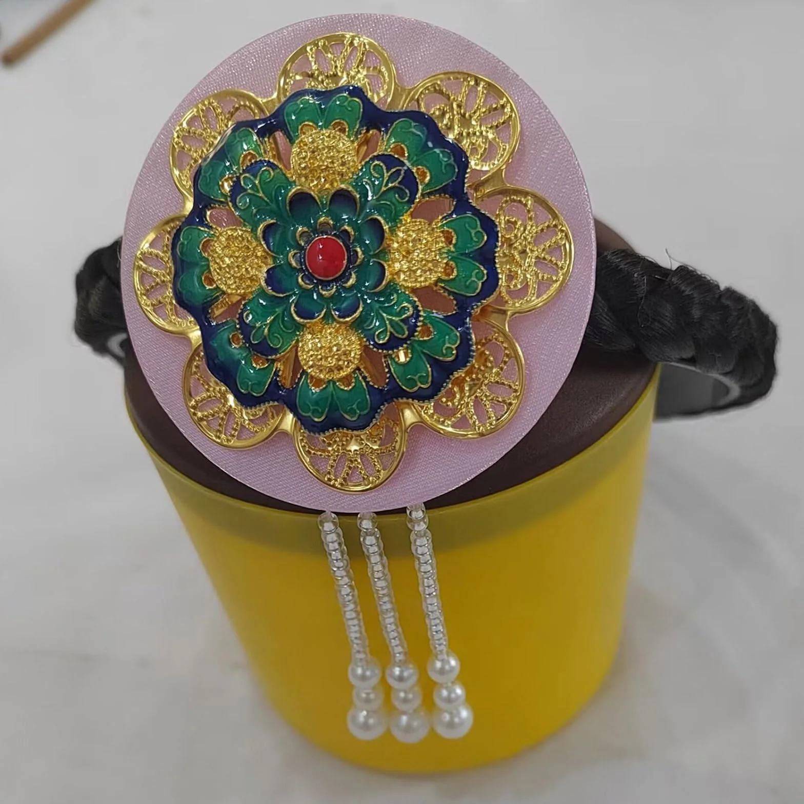 Koreańskie style kwiatowe perły opaska na głowę wygodne i stylowe nakrycie głowy Hanbok akcesoria na festiwale i uroczystości
