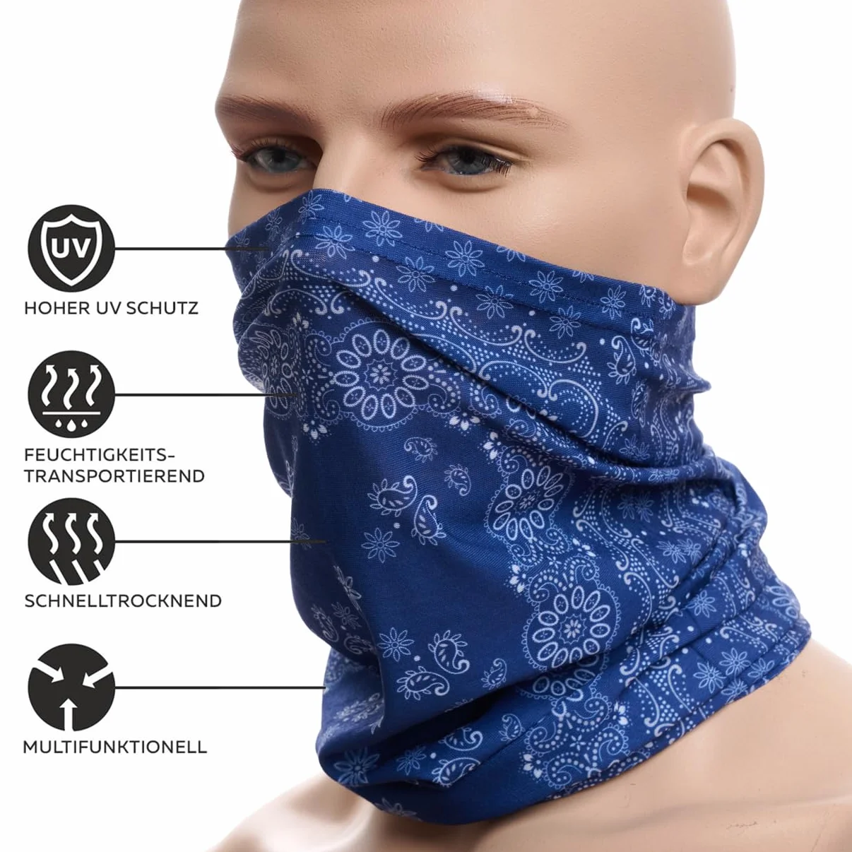 Hilltop Chusta wielofunkcyjna, chusta na szyję dla mężczyzn, szal kominowy, chusta na wąż, bandana z obszytymi krawędziami