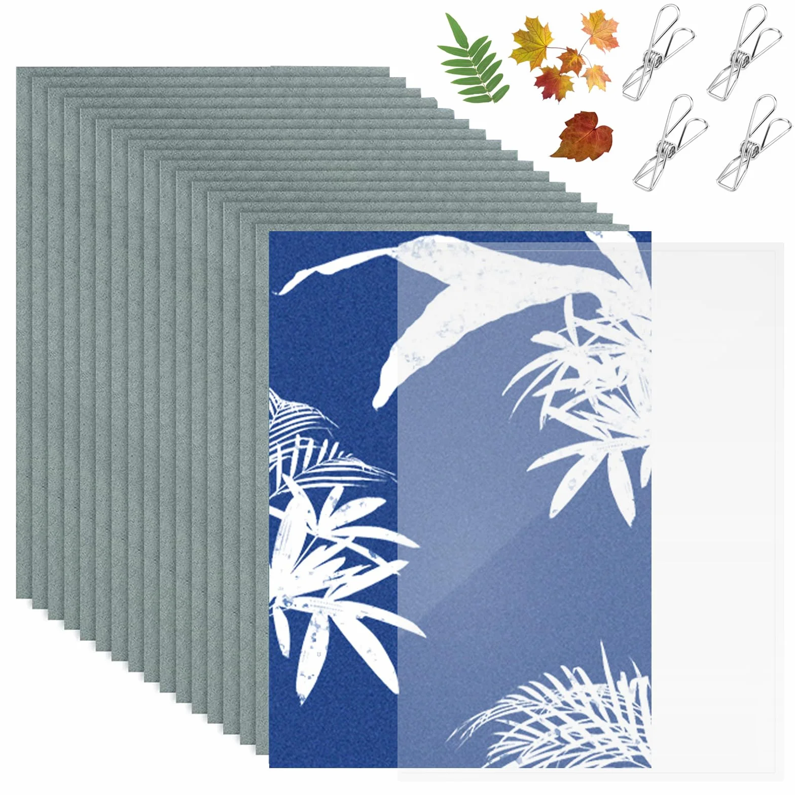 36 sztuk papieru cyjanotypowego A5, bardzo czuły, papier słoneczny z narzędziami z tworzywa sztucznego i klamrą, solarny papier fotograficzny do majsterkowania, majsterkowania