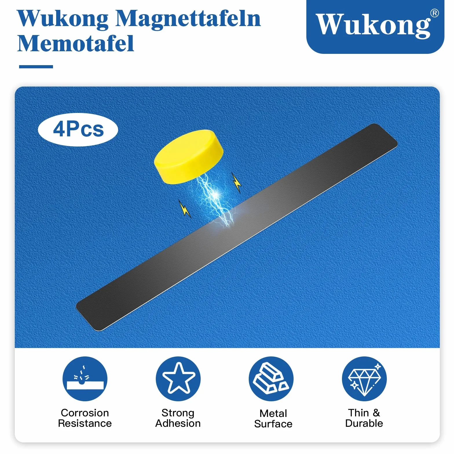 Wukong 30 x 3 cm | 4 sztuki czarnej magnetyczny tablicy, paski z 16 kolorowych magnesów