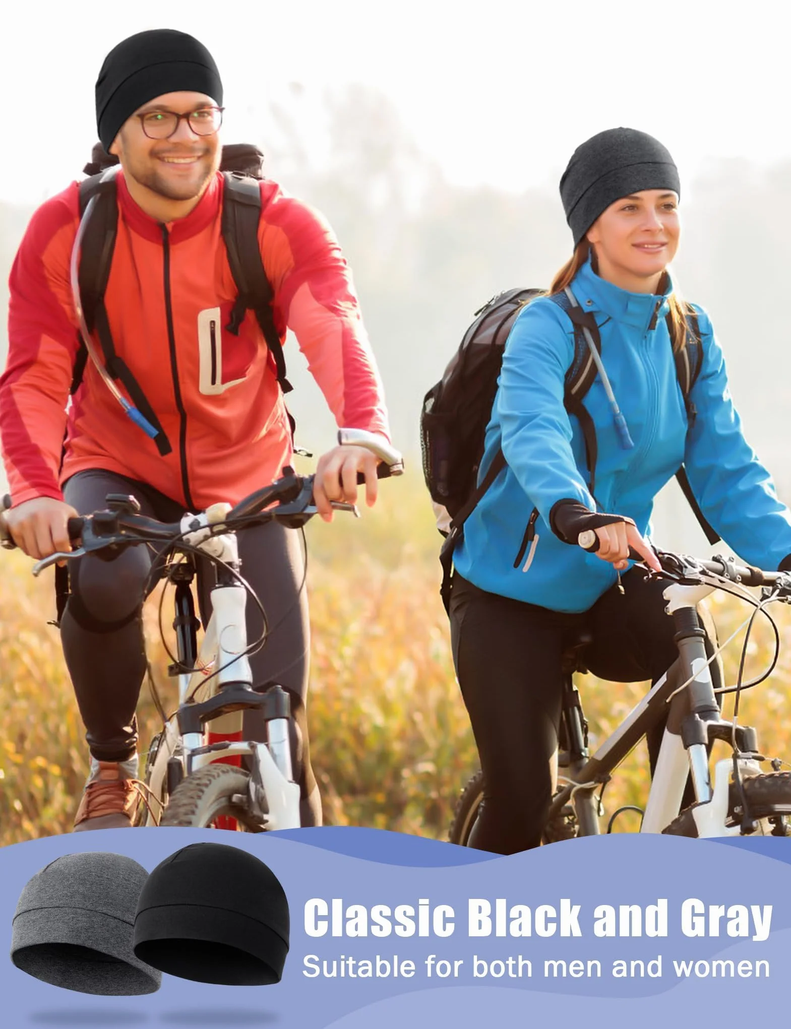 MELLIEX 2 sztuki czapek rowerowych pod kask, bawełniana czapka do biegania, wielofunkcyjna czapka zimowa, czaszka, podszewka kasku dla mężczyzn i kobiet
