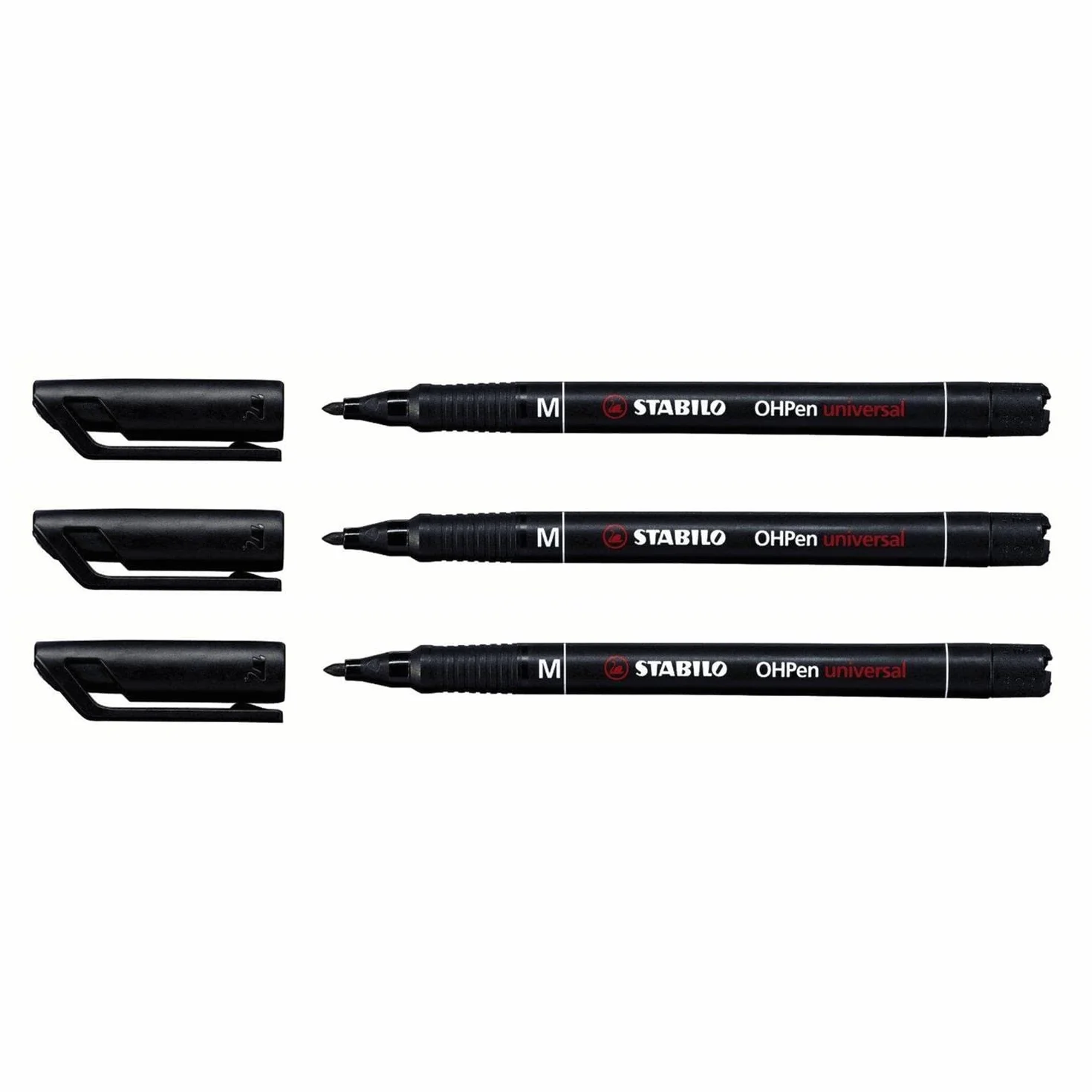STABILO Zestaw 3 markerów ohp pen permanentnych średniej końcówki 1 mm czarny tusz permanentny