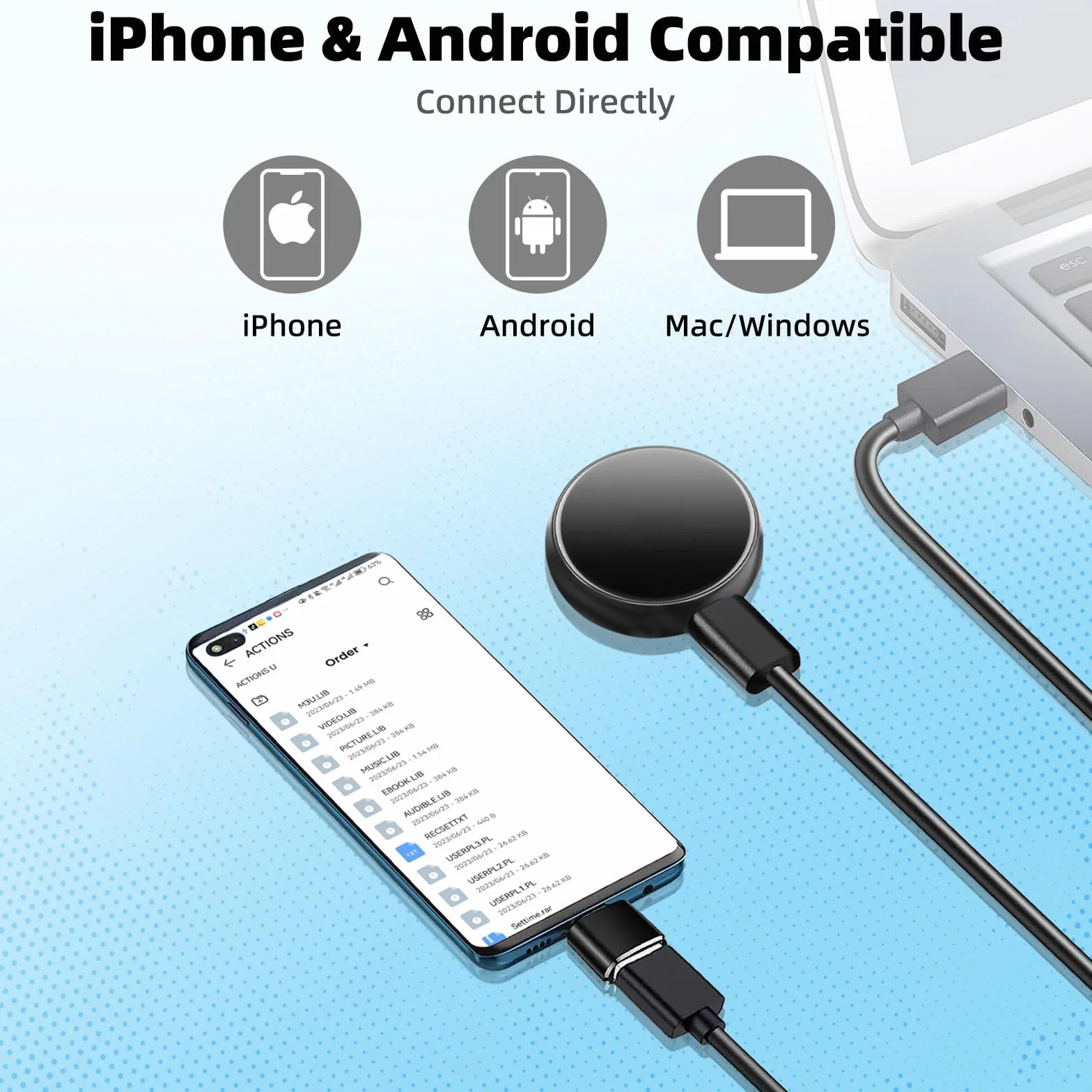 Hinne Mini dyktafon 64 GB, aktywacja głosem, nagrywanie ciągłe 800 godzin, interfejs audio 3,5 mm