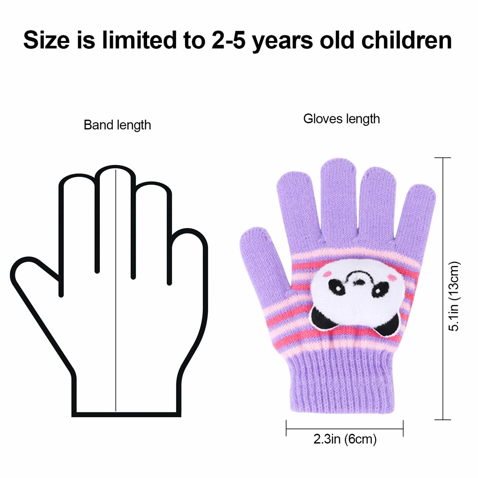 QKURT Rękawiczki dla Dzieci, 6 par pełnopalczastych dzianych magicznych rękawiczek dla dzieci w wieku 2-5 lat, unisex, do szkoły, do jazdy, na zewnątrz