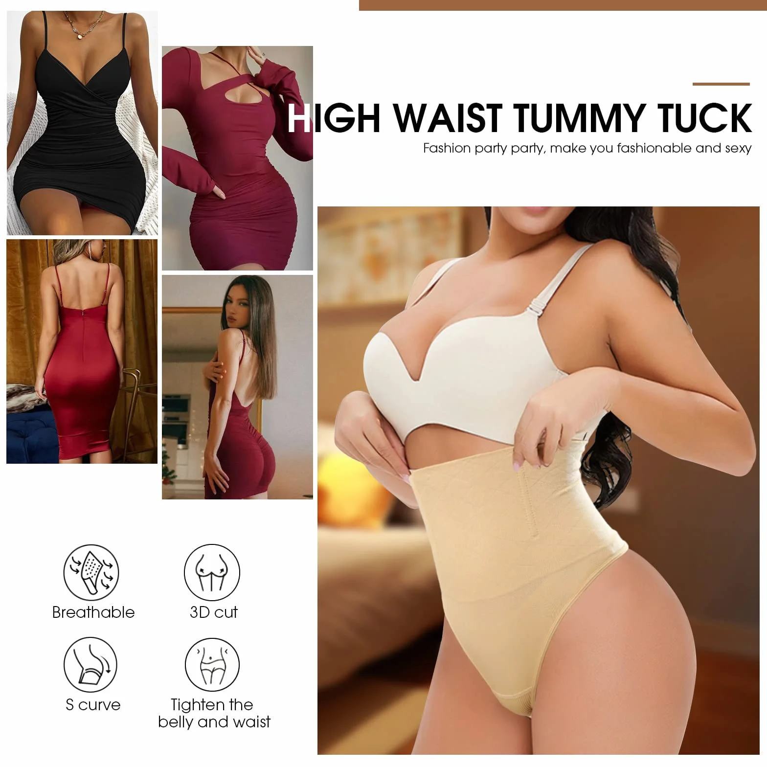 Xnova Bielizna damska bielizna modelująca stringi kontrola brzucha majtki wysoka talia modelujące pośladki modelujące sylwetkę dla kobiet bezszwowe wyszczuplające stringi majtki