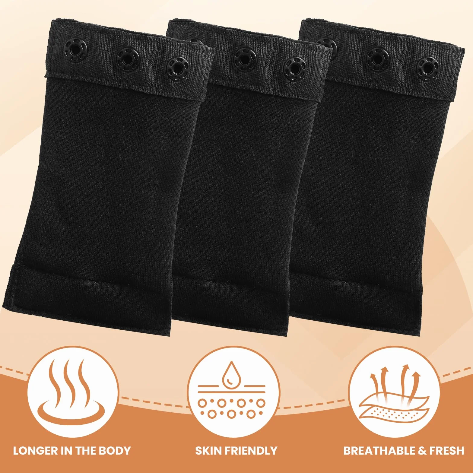 3 szt. Przedłużacz do body damskiego z 3 plastikowymi zatrzaskami, regulowany, do body redukcyjnych kobiet i modelujących sylwetki, kompatybilny z shapewear, czarne body i body damskie z długim