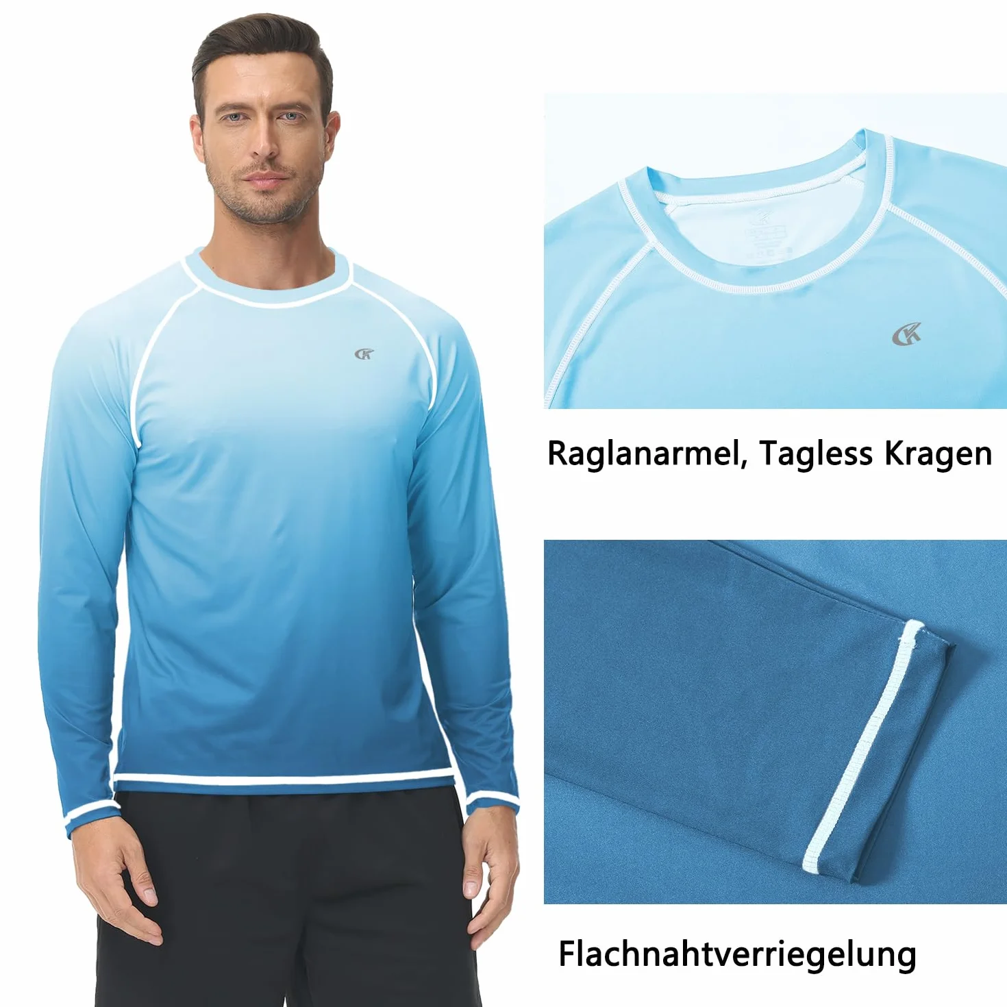 Huayuzh Męska Koszulka Rashguard z Długim Rękawem, Szybkoschnąca, Oddychająca, Do Pływania, Surfowania, Wędkarstwa i Wędrówek
