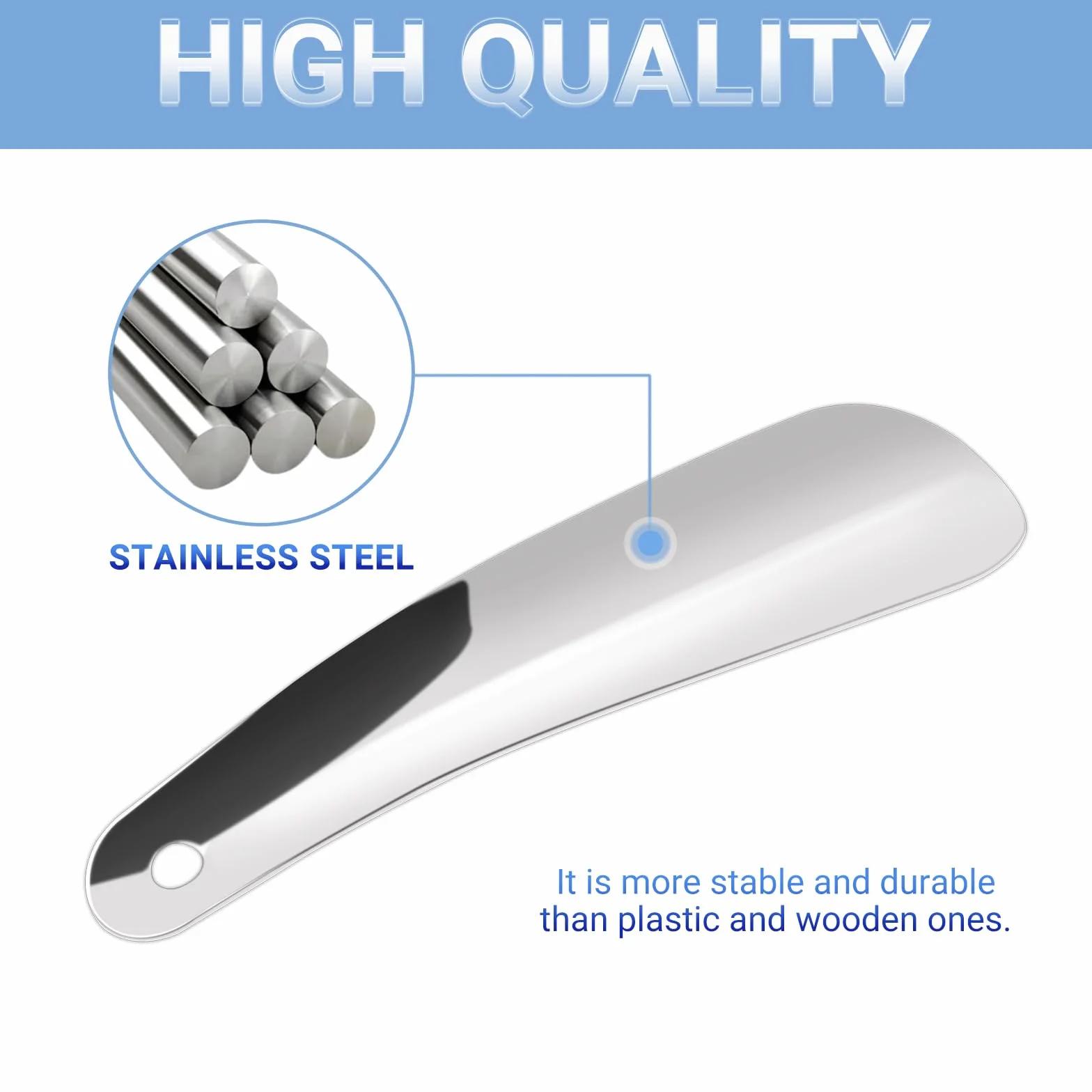 Łyżka do butów 16 cm mała, metalowa łyżka do butów ze stali nierdzewnej Shoe Horn, łyżka do butów z otworami do zawieszenia dla wszystkich rozmiarów stóp dla mężczyzn, kobiet, dzieci