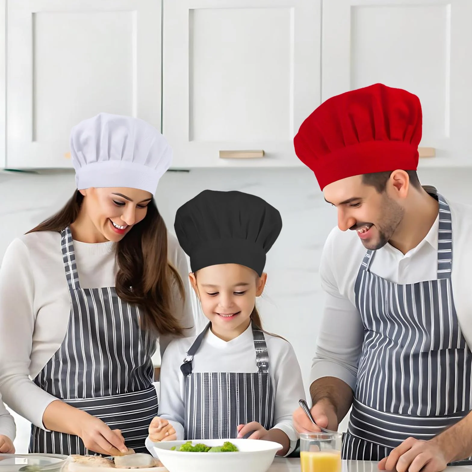 Teaaha 3 czapki kucharskie, uniseks, regulowana, dla dorosłych, mężczyzn i kobiet, do restauracji, gotowania, grilla, pieczenia, mundurek kuchenny (czarny, biały, burgundowy)