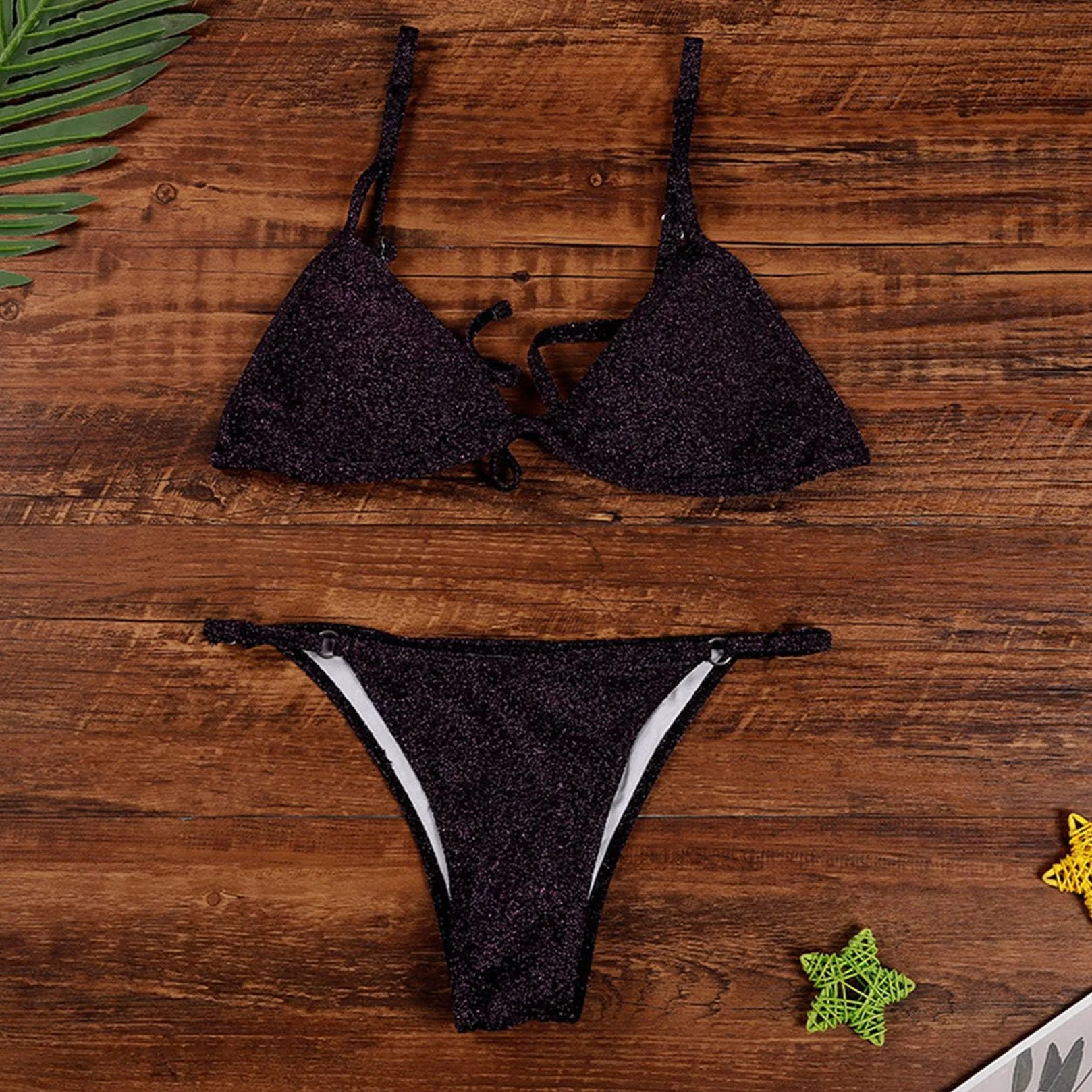 Kobiety Z Zestawu Bikini Cekinowe Strzały Kąpielowe Błyszczące Dwuczęściowe Kostiumy Kąpielowe