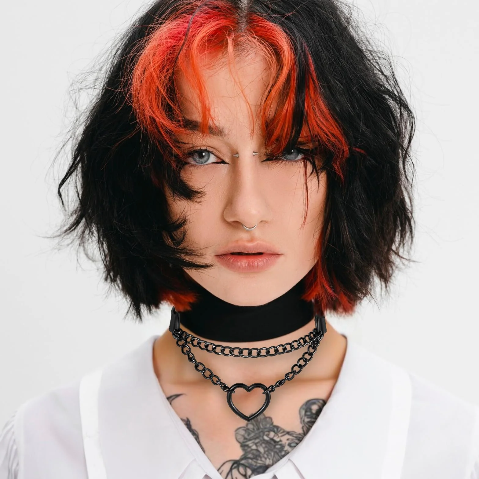 DIVINA VITAE Naszyjnik damski typu choker, czarny, gotycki naszyjnik, choker, czarny, gotycka, skóra PU, regulowany łańcuszek retro choker, na festiwal, imprezę, Halloween, Boże Narodzenie, akcesoria