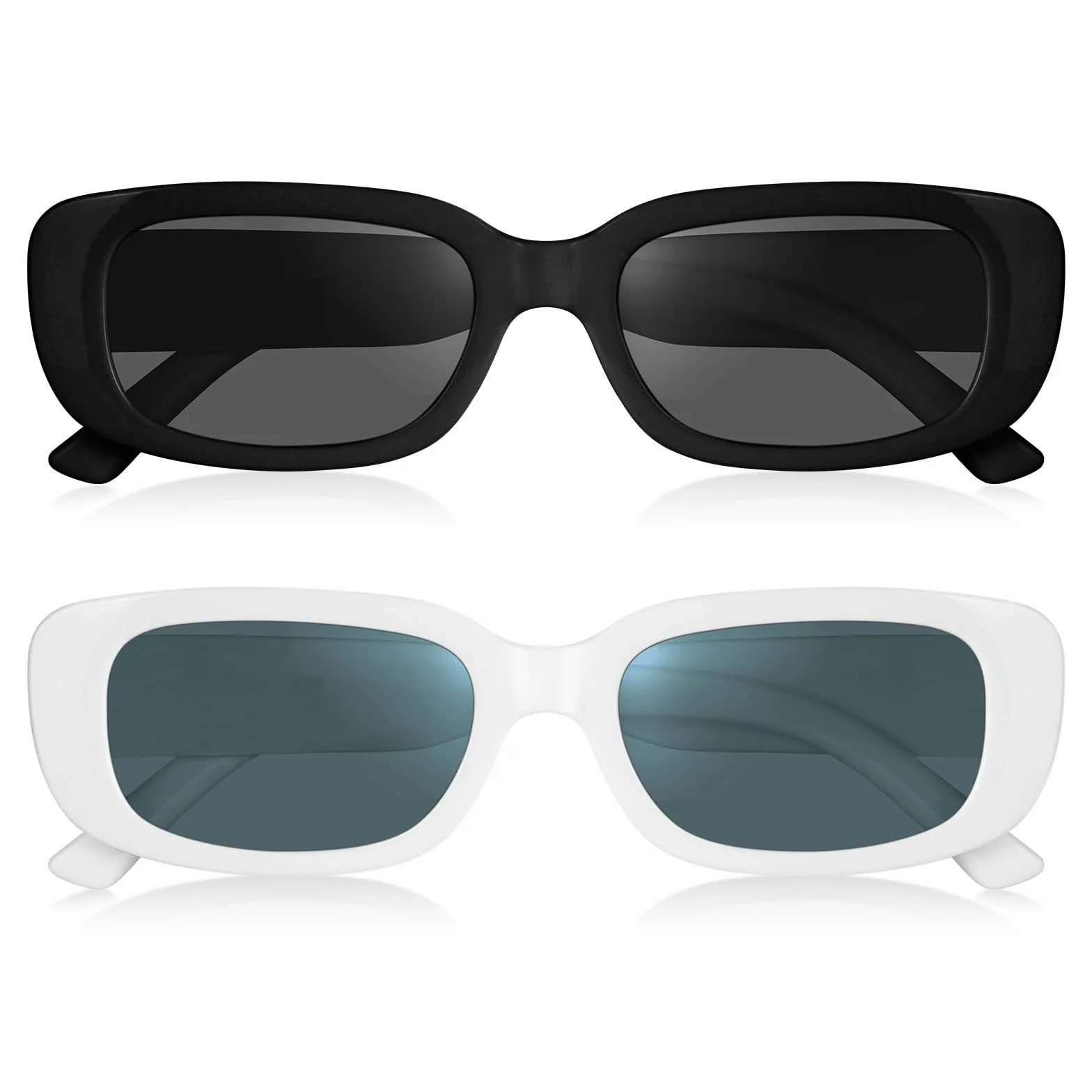 Ainiv Okulary przeciwsłoneczne w kształcie serca, 2 sztuki, retro, kocie oko, ochrona przed słońcem UV400, unisex, na imprezę, podróż, sesję zdjęciową