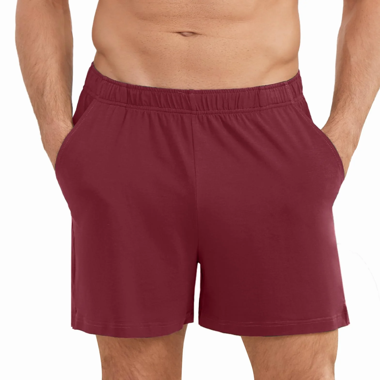LVCBL Męskie spodenki do spania, krótkie, bawełniane, 4", lekkie szorty do spania, krótkie spodnie piżamowe, spodnie piżamowe z kieszeniami, M-3XL
