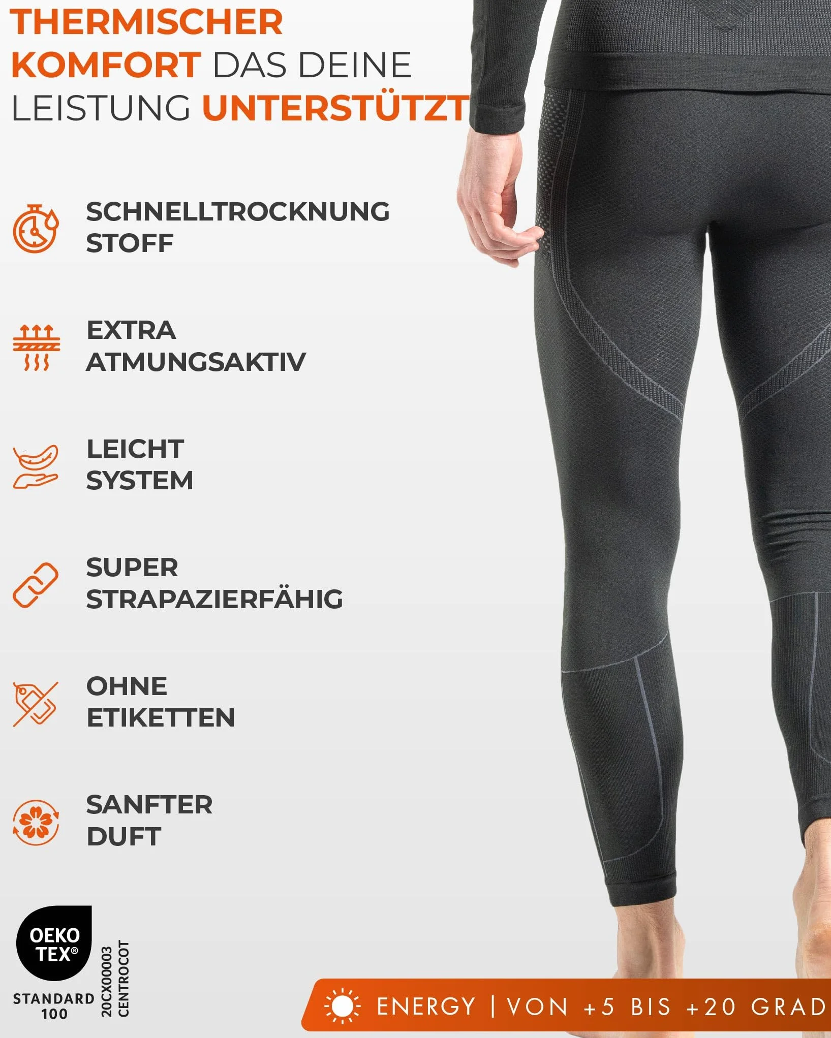 Risalti MęSkie Spodnie Termiczne Energy - OddychająCe Legginsy, MęSka Odzież Termiczna Z Mikrofibry, Bielizna Bezszwowa - Made In Italy