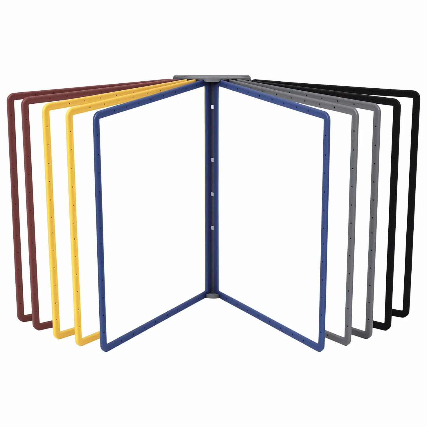 QWORK® Magnetyczny uchwyt na dokumenty A4, montowany na ścianie, 10 paneli w kolorze czarnym, z tablicą magnetyczną i śrubami