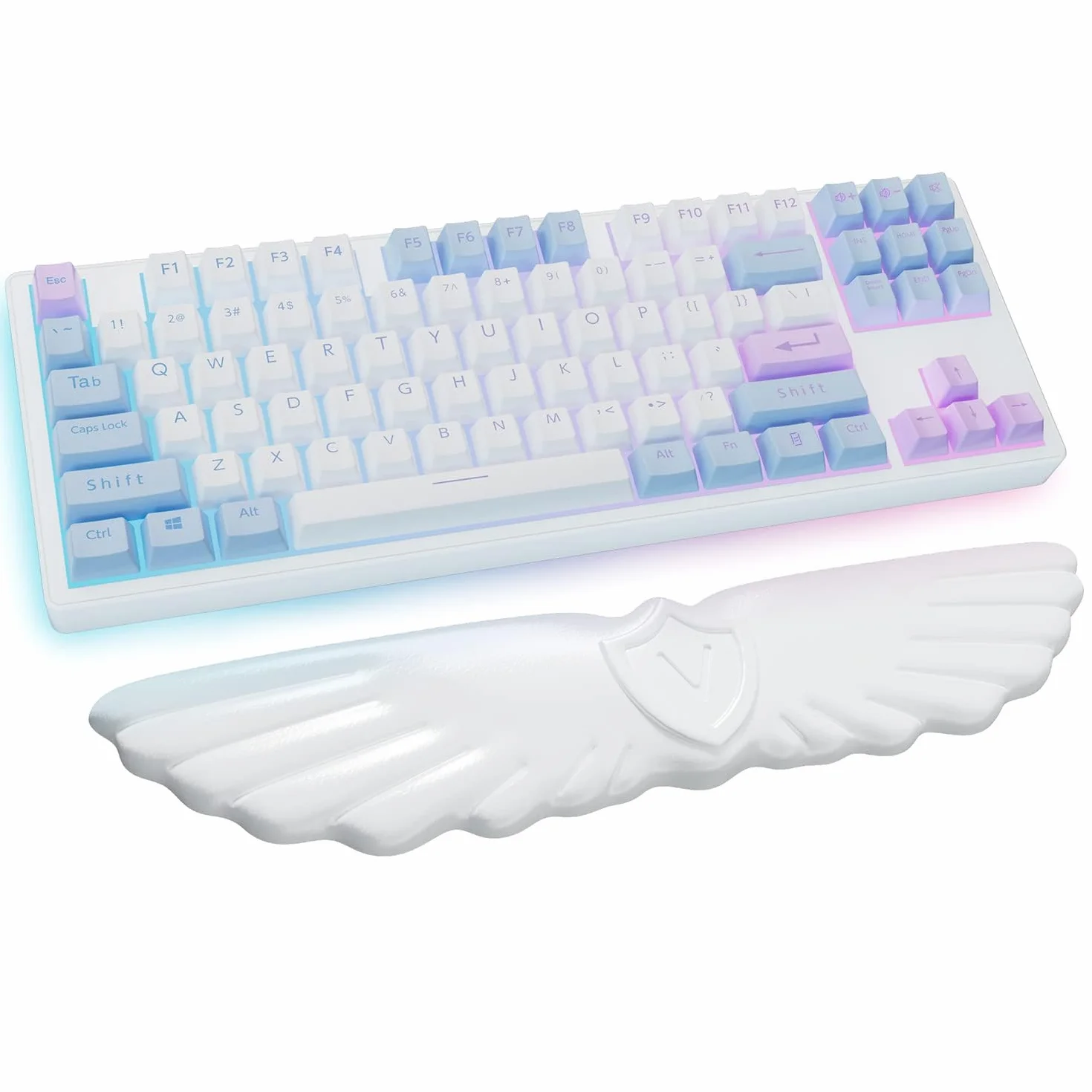Podkładka Pod Nadgarstek Angel Wing Cloud Keyboard, Miękka Skórzana Pianka Z Pamięcią Kształtu, Ergonomiczna Antypoślizgowa Podkładka Pod Nadgarstek Do Komputera Do Biura (1-Skrzydłowa Biała)