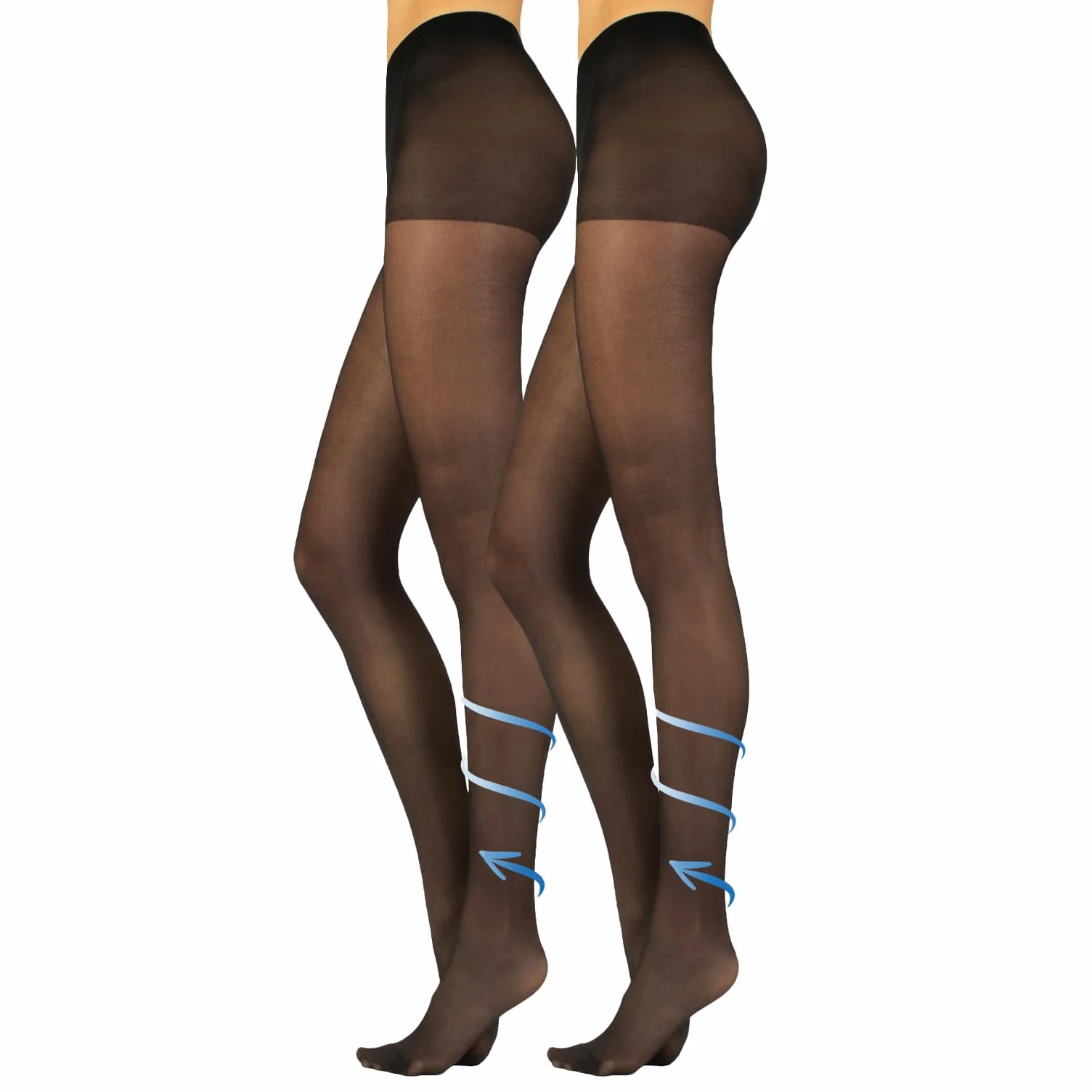CALZITALY Kompresja Kobiety Calzitaly 2 Pairs Support Medium Compression Tights 8 Mm/Hg | Energizing Sheer Pantyhose | Skin, Black | S, M, L, Xl | 40 Den | Made in Italy (2 w zestawie)