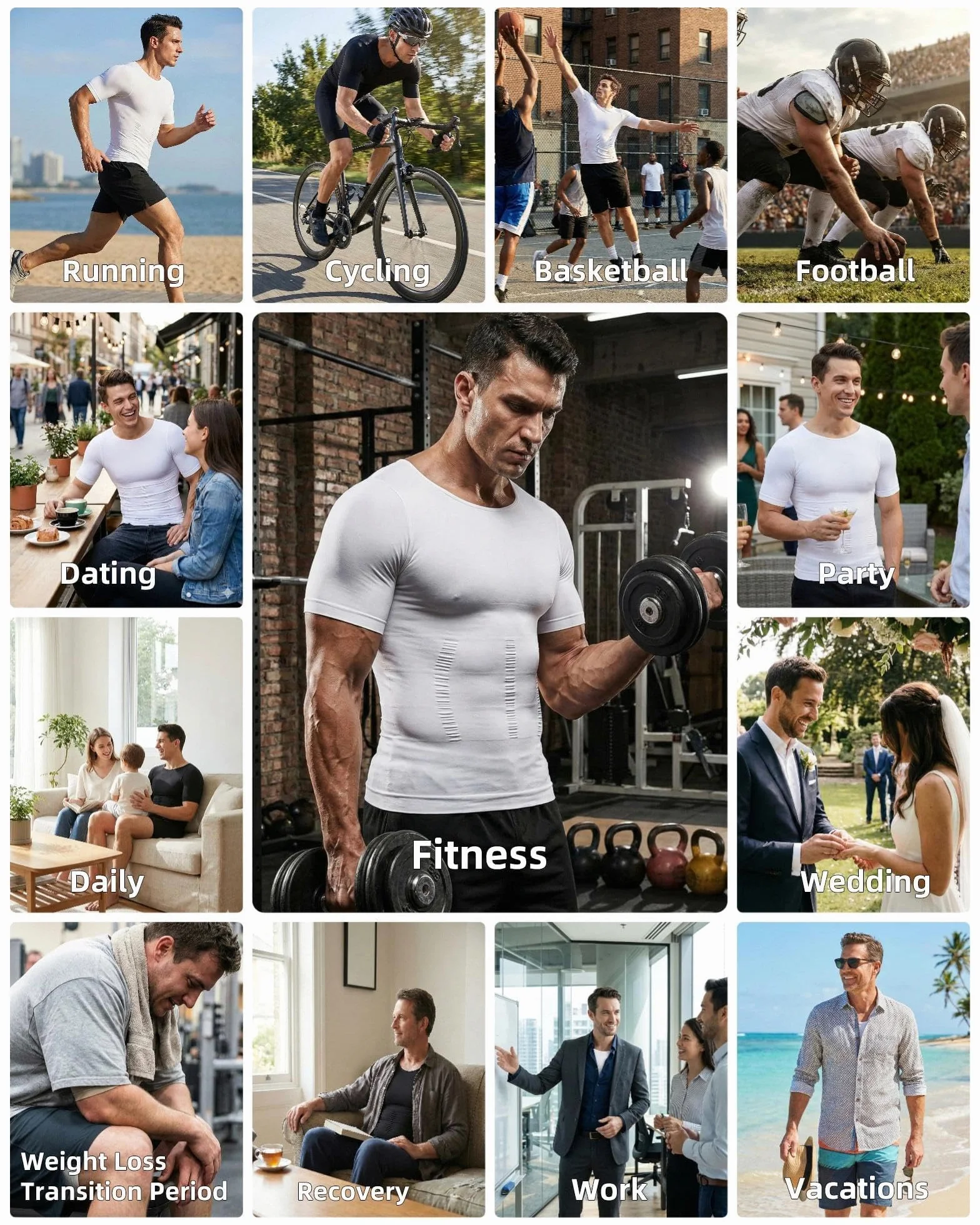 KOCLES Męska koszulka modelująca sylwetkę kompresyjna chłodząca bielizna modelująca podkoszulek Mężczyźni Mens Body Shaper Compression Cooling T Shirt Shapewear Undershirt