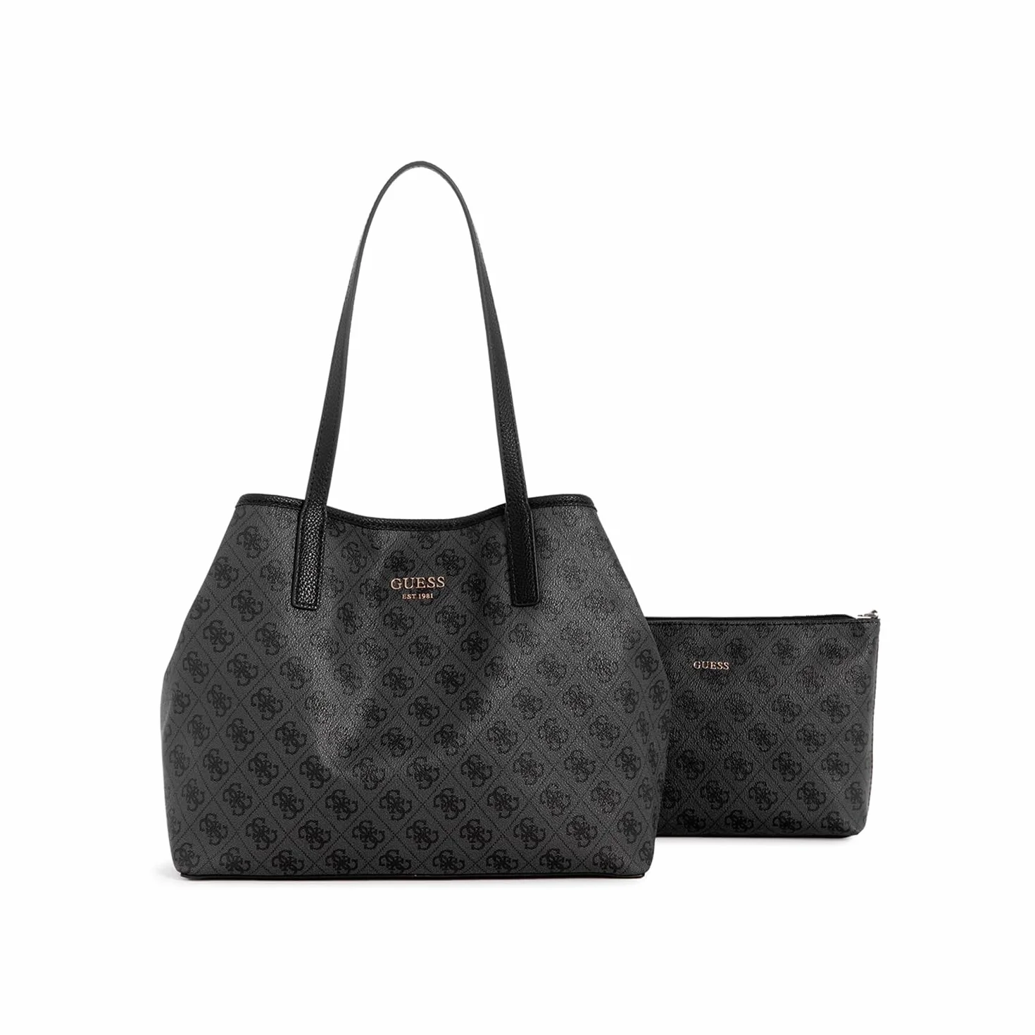 GUESS Damska duża torebka na ramię Vikky 2 w 1, Logo węglowe, One Size, Vikky duża torba 2 w 1