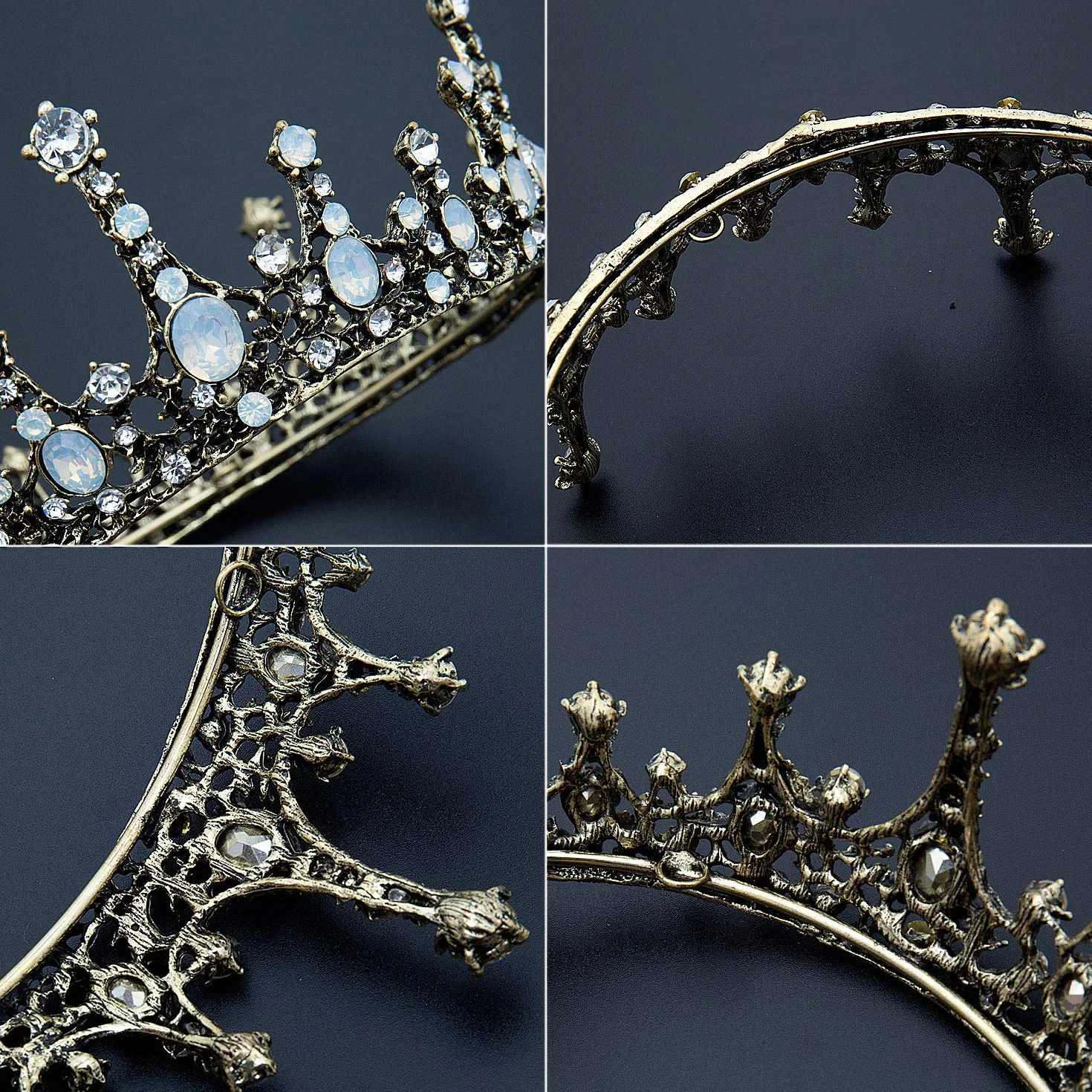 Czemo diadem księżniczki, tiara, z kryształkami Strass, barokowa korona królowej, na wesele, uroczystości, przyjęcia