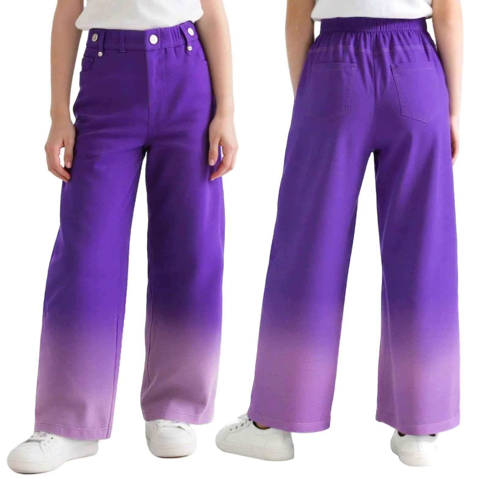 Dżinsy dla dziewczynek szerokie nogawki dżinsy baggy luźne spodnie z elastyczną talią długie rozciągliwe szerokie dżinsy jeansowe z kieszeniami moda na co dzień spodnie dla dzieci 7-14 lat