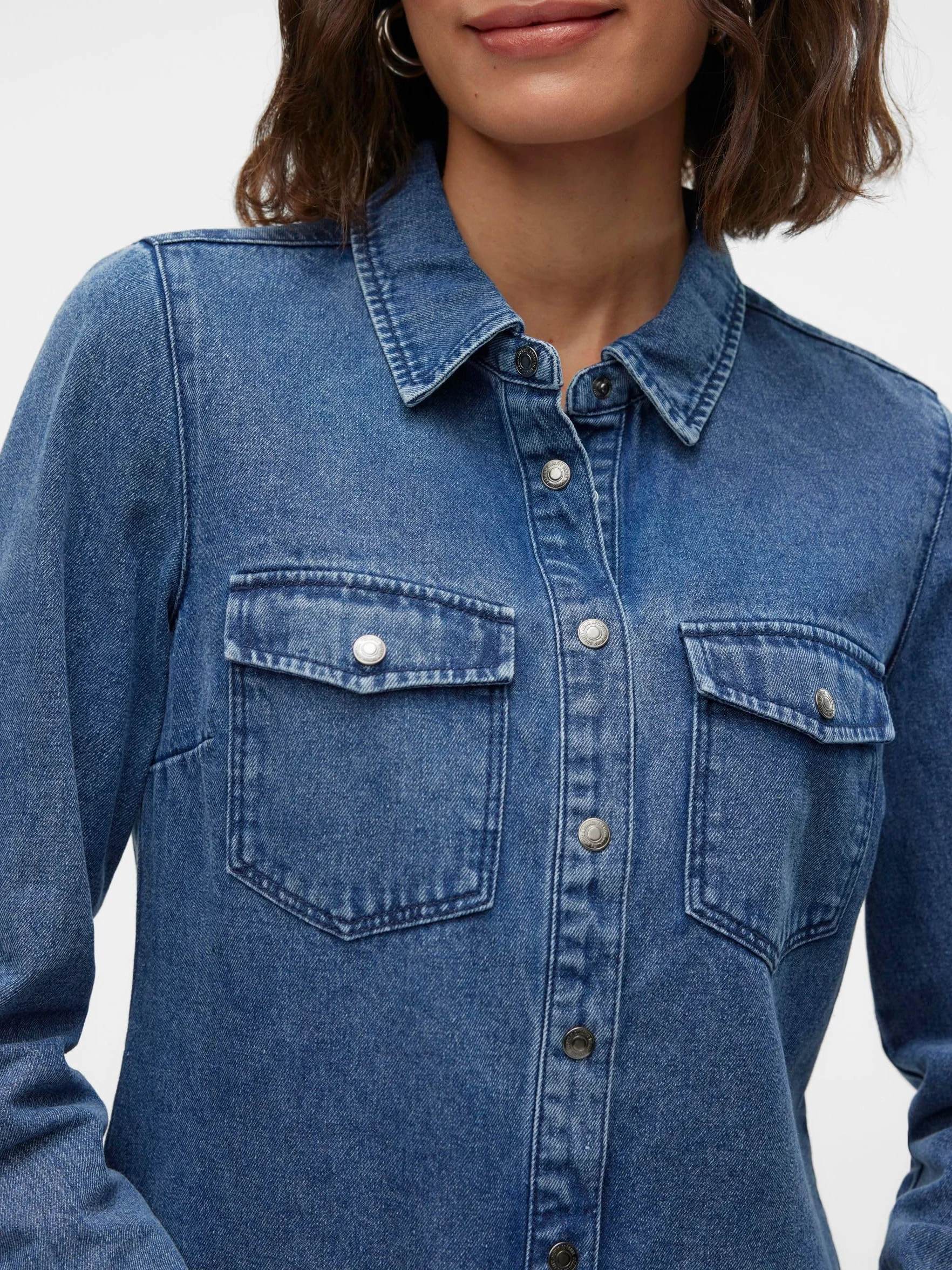 Vero Moda VMJENNIE koszula dżinsowa damska, niebieski (medium blue denim), XL