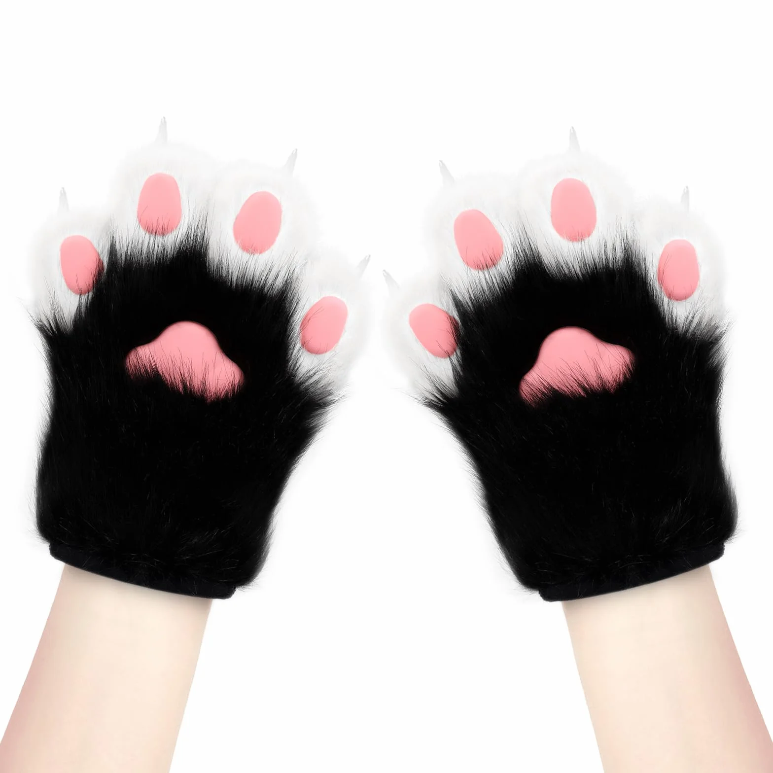 Rękawiczki ze sztucznego futra w kształcie kocich łap z pazurkami, zwierzęta, lis, łapy, rękawiczki, na Halloween, cosplay, akcesoria dla dorosłych