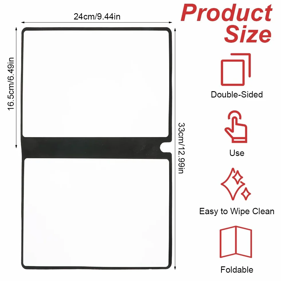 Mini tablica suchościeralna A5, 30 x 20 cm, przenośna, zmywalna, biała tablica z 3 markerami i 1 ściereczką do suchościeralnej, dwustronne pisanie, do domu, biura, szkoły (czarna)