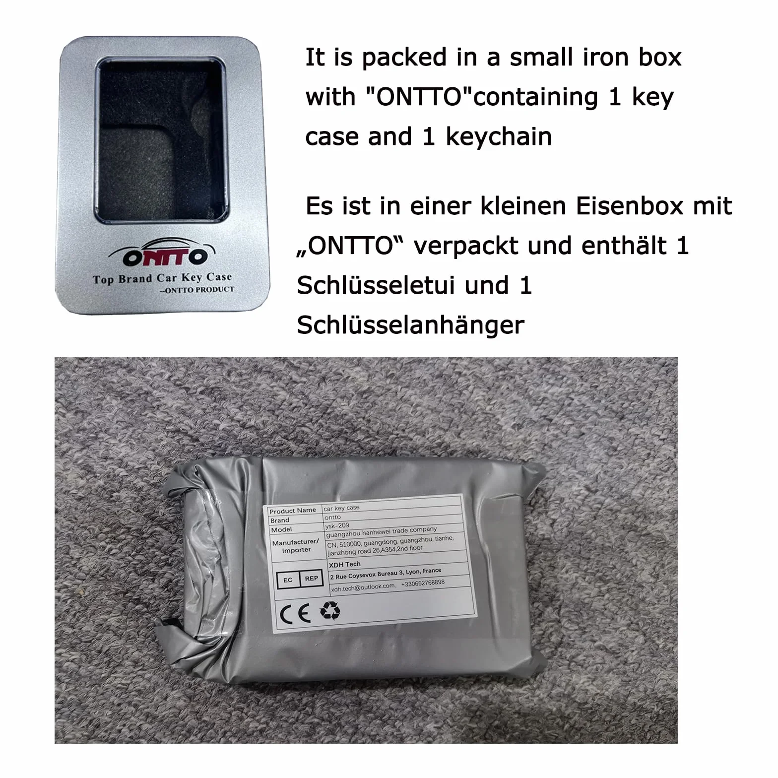 ontto Etui na kluczyki samochodowe, etui, etui na klucze, skórzane etui ochronne pasuje do Audi A3, A6, A7, A8, E-Tron S6, RS6, S7, RS7, Q7, SQ7, Q8, SQ8, 2019-2024, akcesoria, etui na klucze, 3