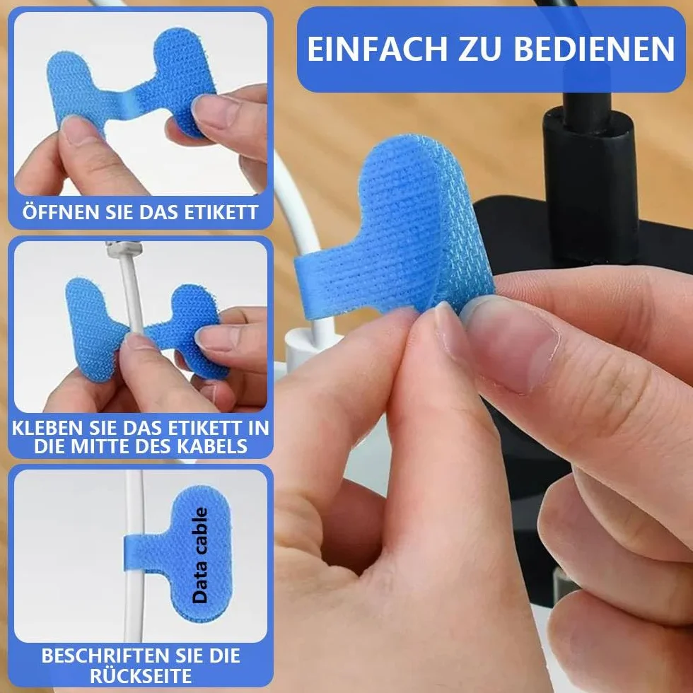 24 etykiety na kable, samoprzylepne etykiety na kable, zestaw etykiet do opisywania kabli do zarządzania kablami i organizacji (8 kolorów, 2 x 4 cm)