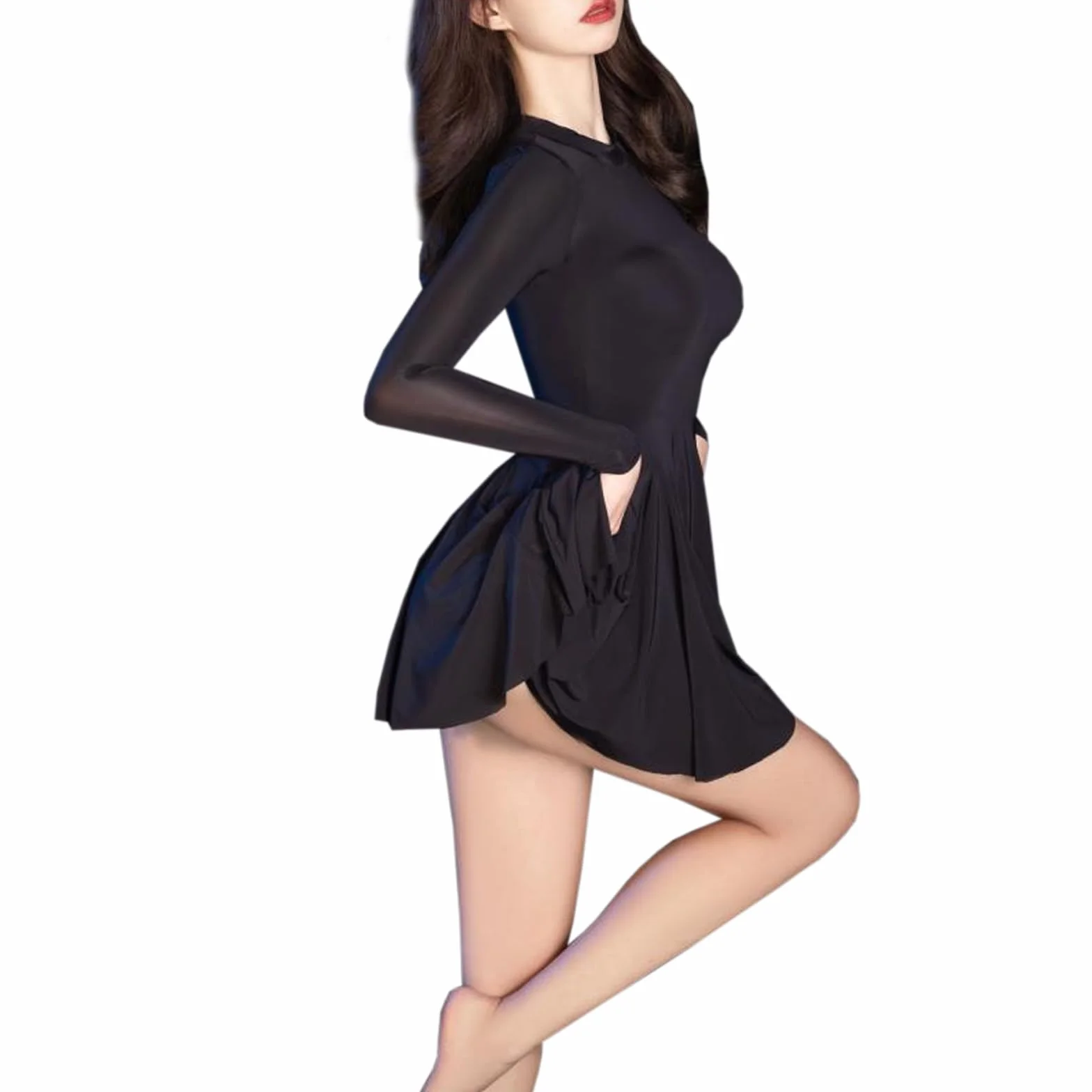 RUIBAVYA Damska bielizna bodystocking gorąca sukienka seksowna nylonowa sukienka Catsuit przezroczysta sukienka-z majtkami ze stringami